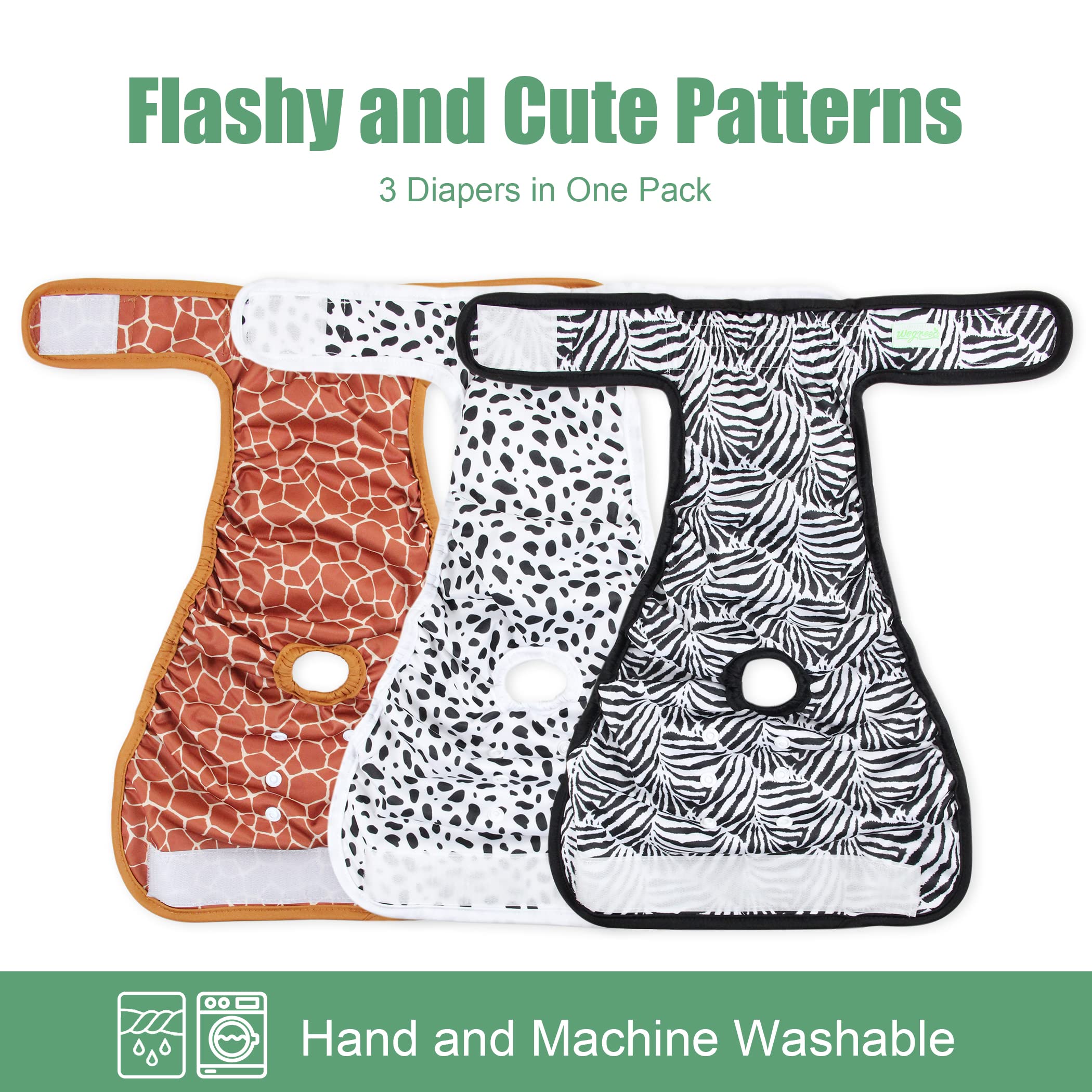 wegreeco Washable Female Dog Diapers (3 Pack), Highly Absorbent Dog Diapers for Female Dogs, Female Dog Diapers for Dogs in Heat