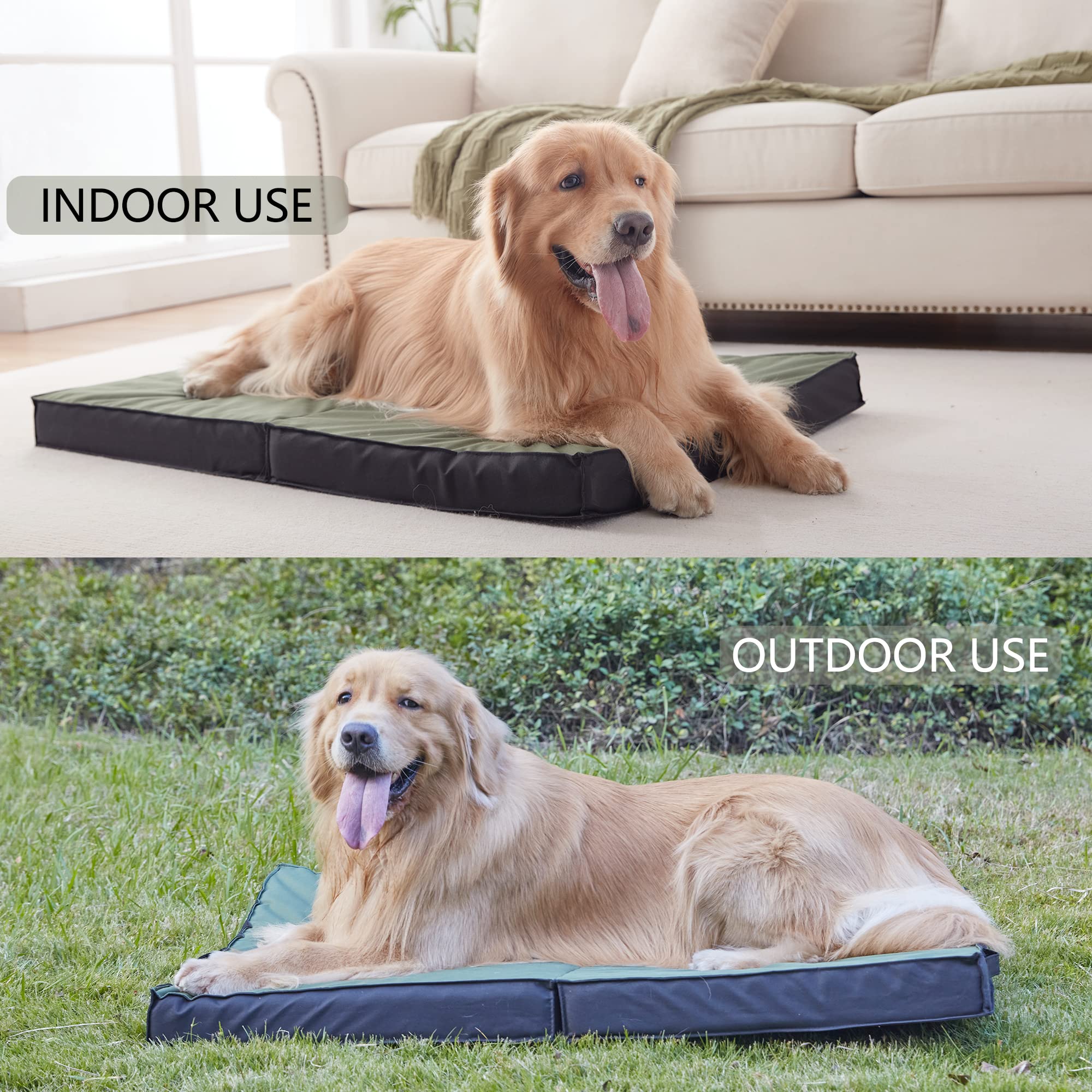 Petabby Outdoor Dog Beds For Large Dogs, Waterproof Dog Bed Portable With Washable Cover, Foldable Durable Dog Bed Orthopedic For Outside Indoor, All Weather To Use