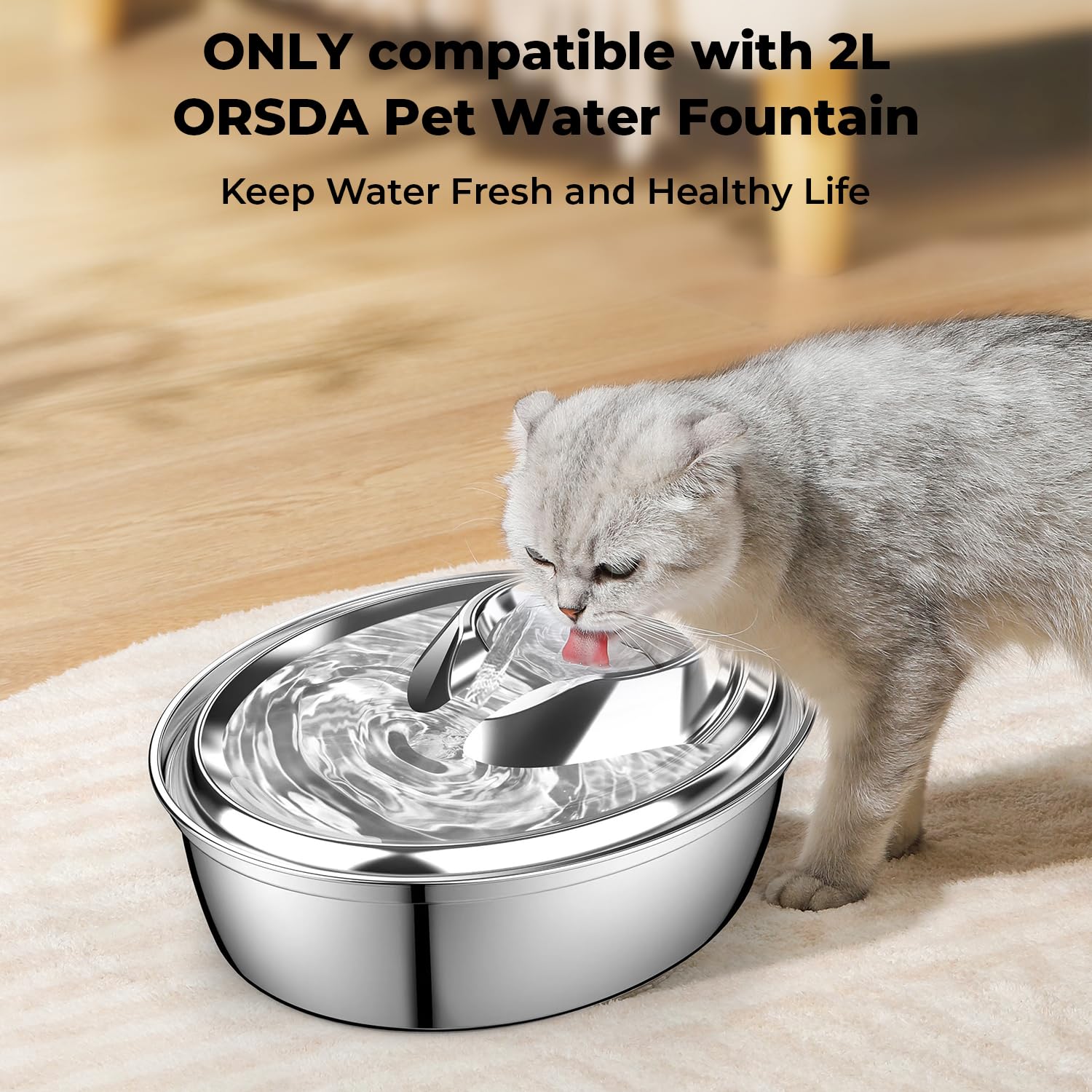 12Pcs Cat Water Fountain Filters Replacement For Orsda D30 67Oz/2L Stainless Steel Pet Fountain, Carbon Filters With Triple Filt