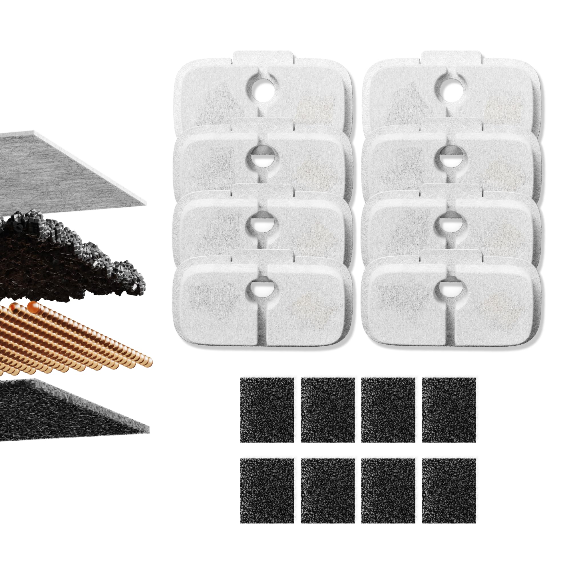 PETLIBRO Dockstream Cat Water Fountain Filters, 8 Pack PETLIBRO Water Fountain Filters for Cat Fountain WF106/116/105/115/005/30