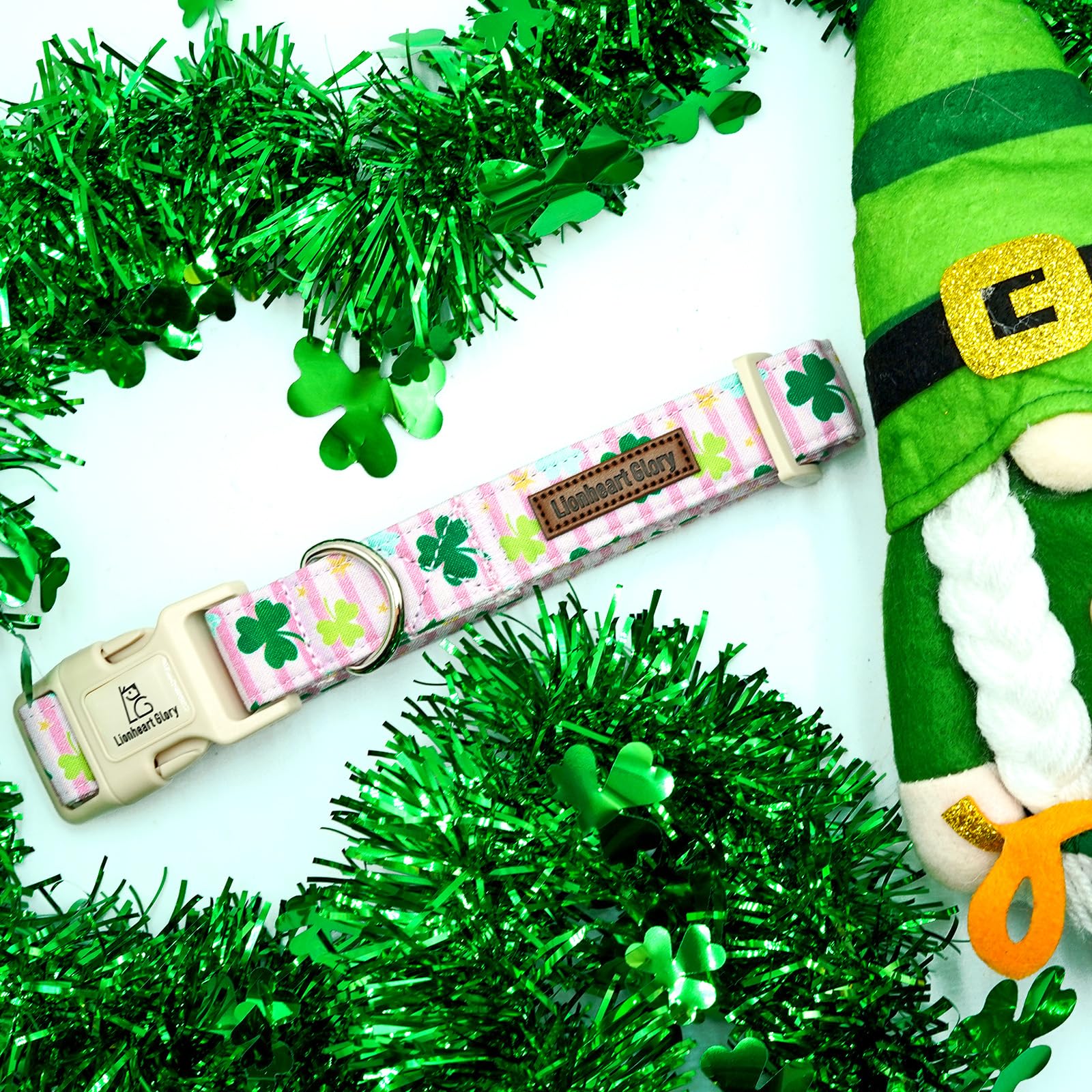 Lionheart Glory St. Patrick'S Day Dog Collar - Lucky Clover Shamrock Collar For Small Dogs - Pink, Adjustable, Heavy-Duty, Pet G