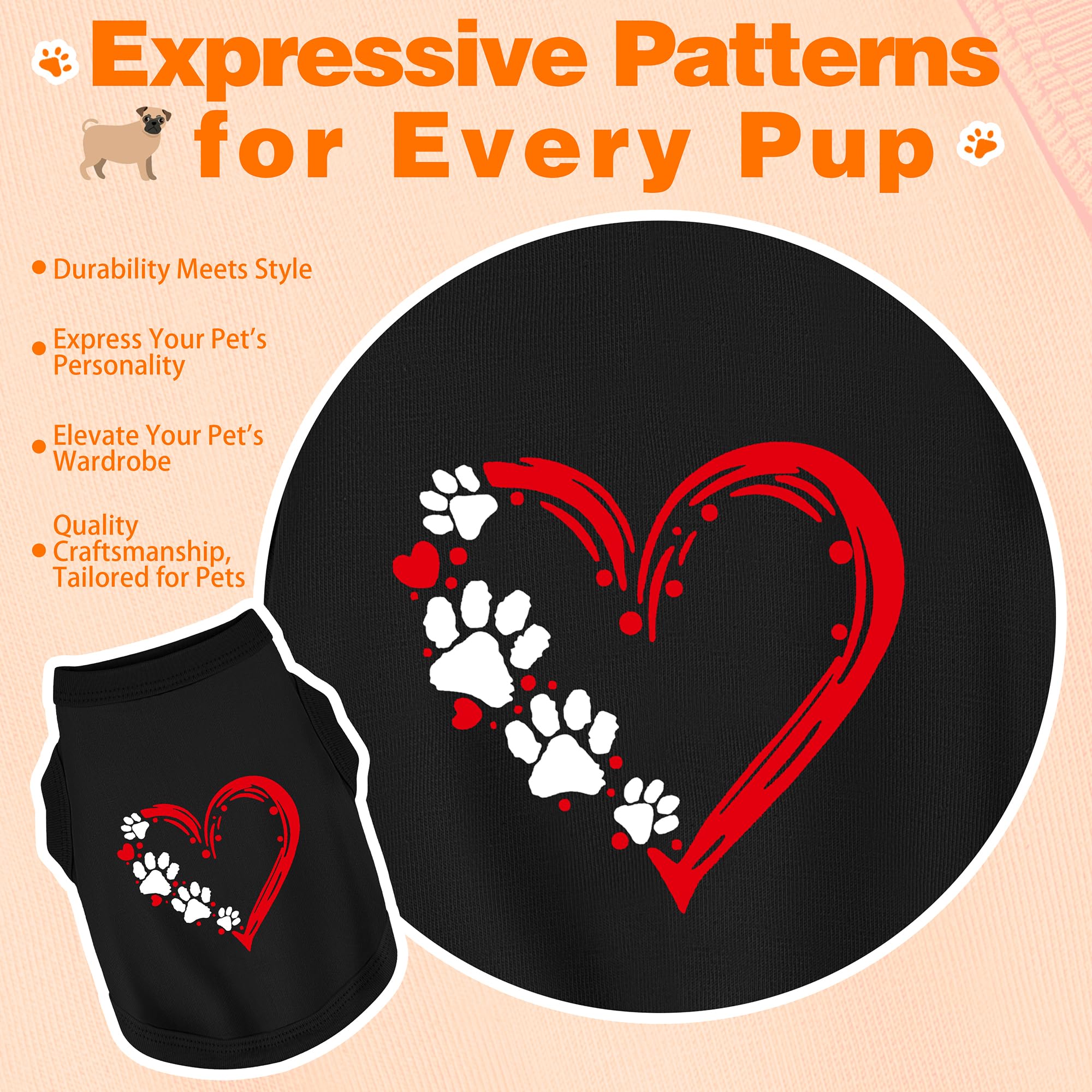 Discover Cozy Sleeveless Canine Wear: Soft, Lightweight, And Breathable Cotton Dog Shirt Featuring Heart And Paw Graphics. Vest