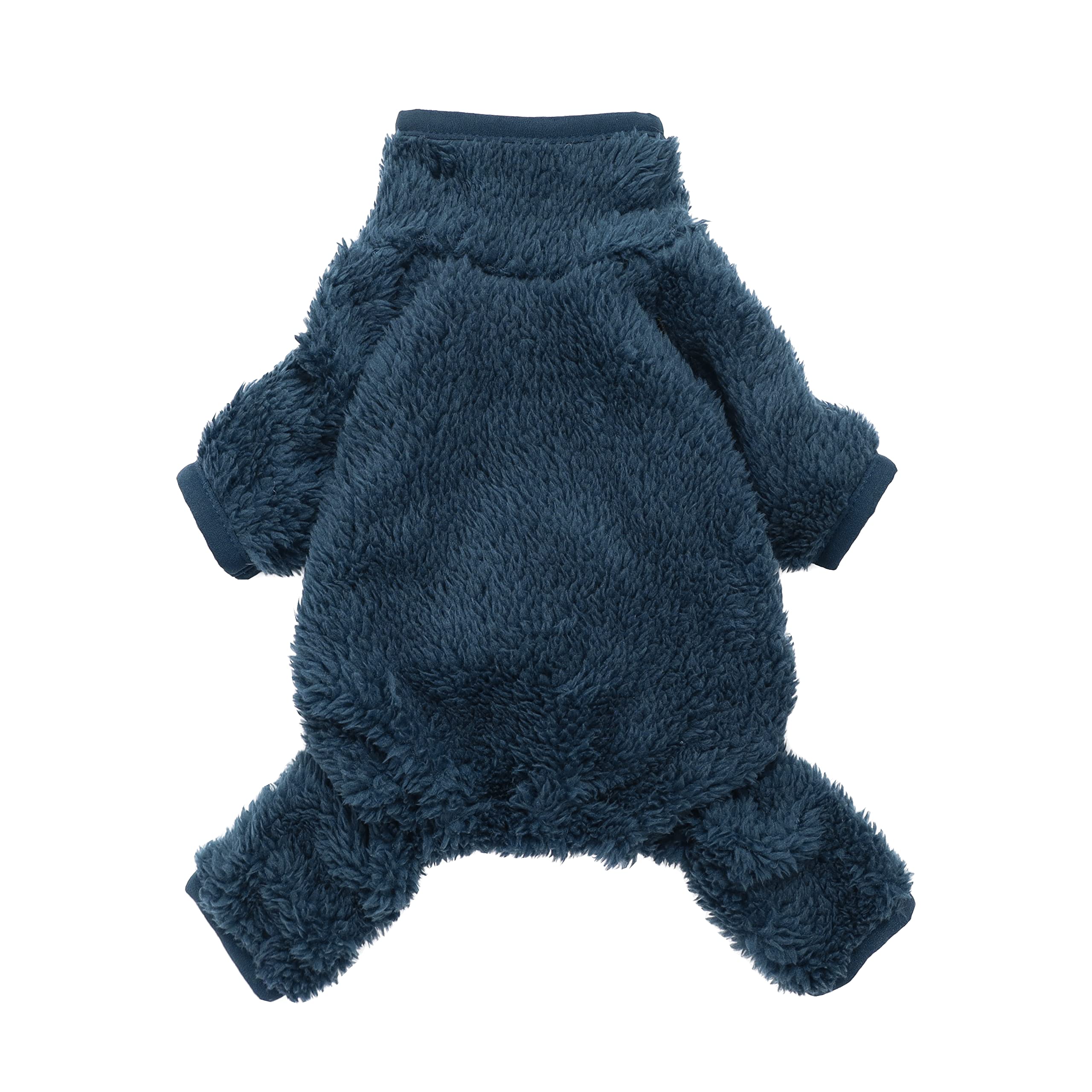 Fitwarm Dog Fuzzy Velvet Pajamas, Dog Winter Clothes For Small Dogs Boy Girl, Pet Jumpsuit, Doggy Apparel, Navy Blue, Xsmall
