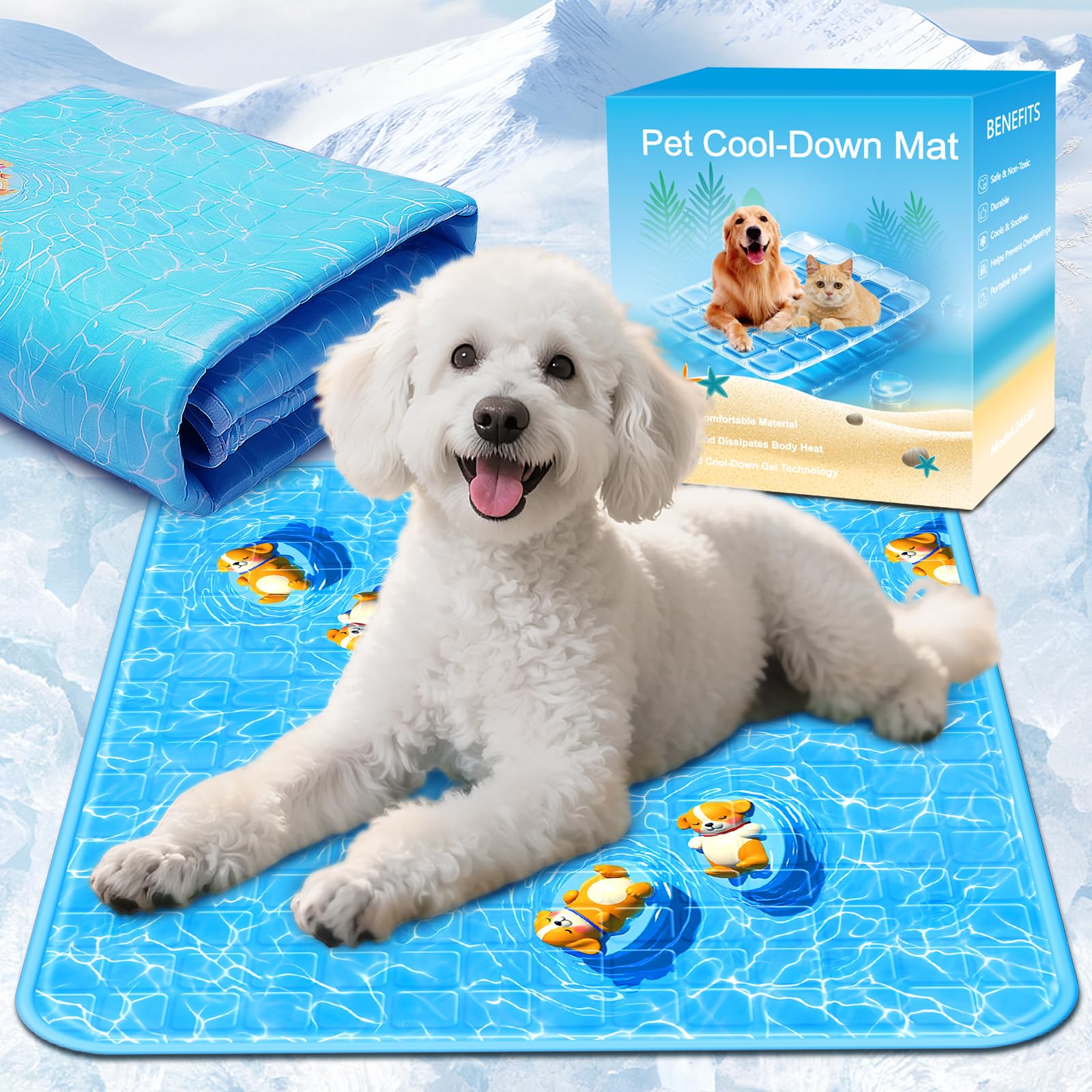 RARIRO Cooling Mat for Dogs Cooling Bed for Dogs 4560CM M|New 2026|SelfCooling Dog Cooling Mat Washable Pet Washable ClawResis