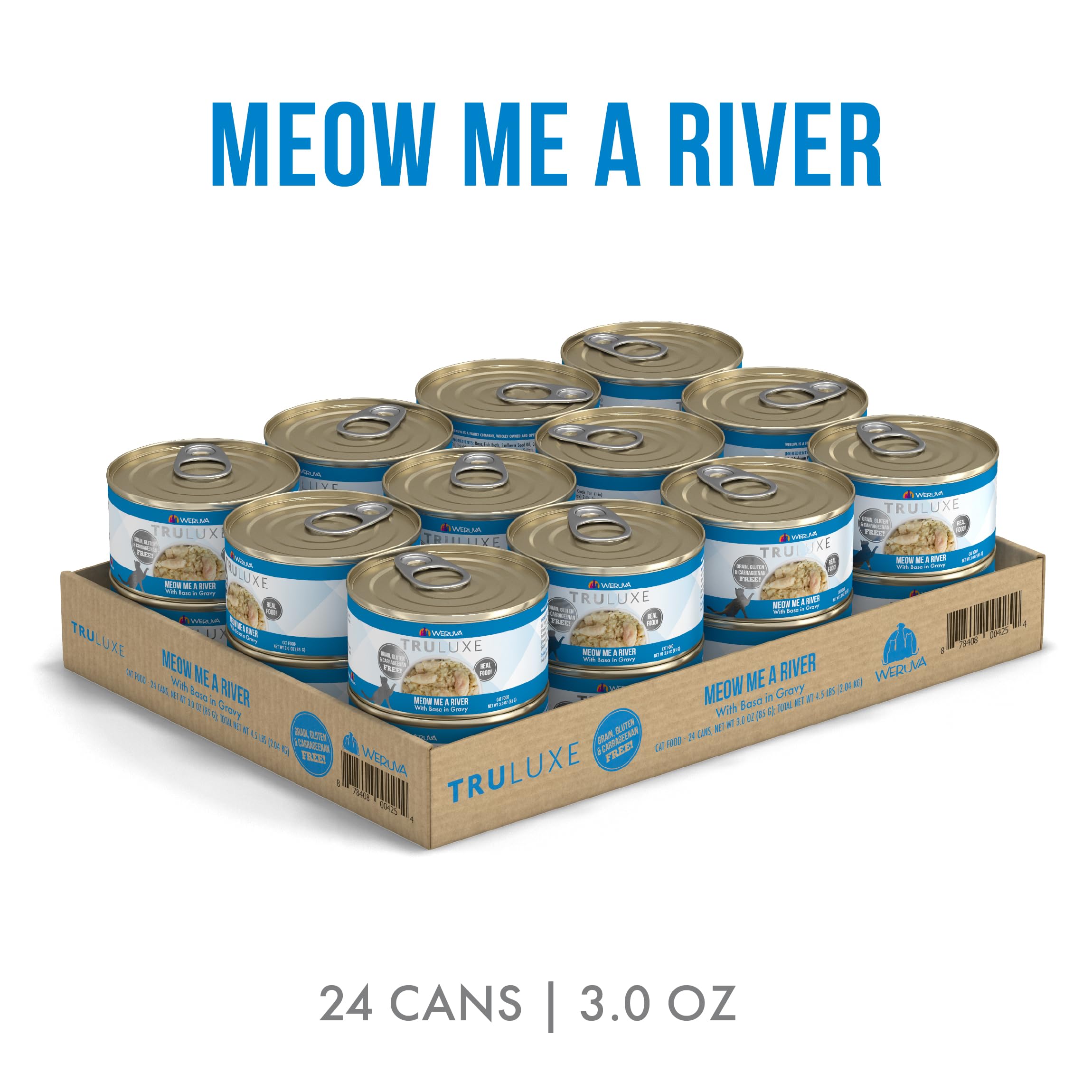 Weruva Truluxe Cat Food, Meow Me A River with Basa in Gravy, 3Oz Can (Pack of 24)