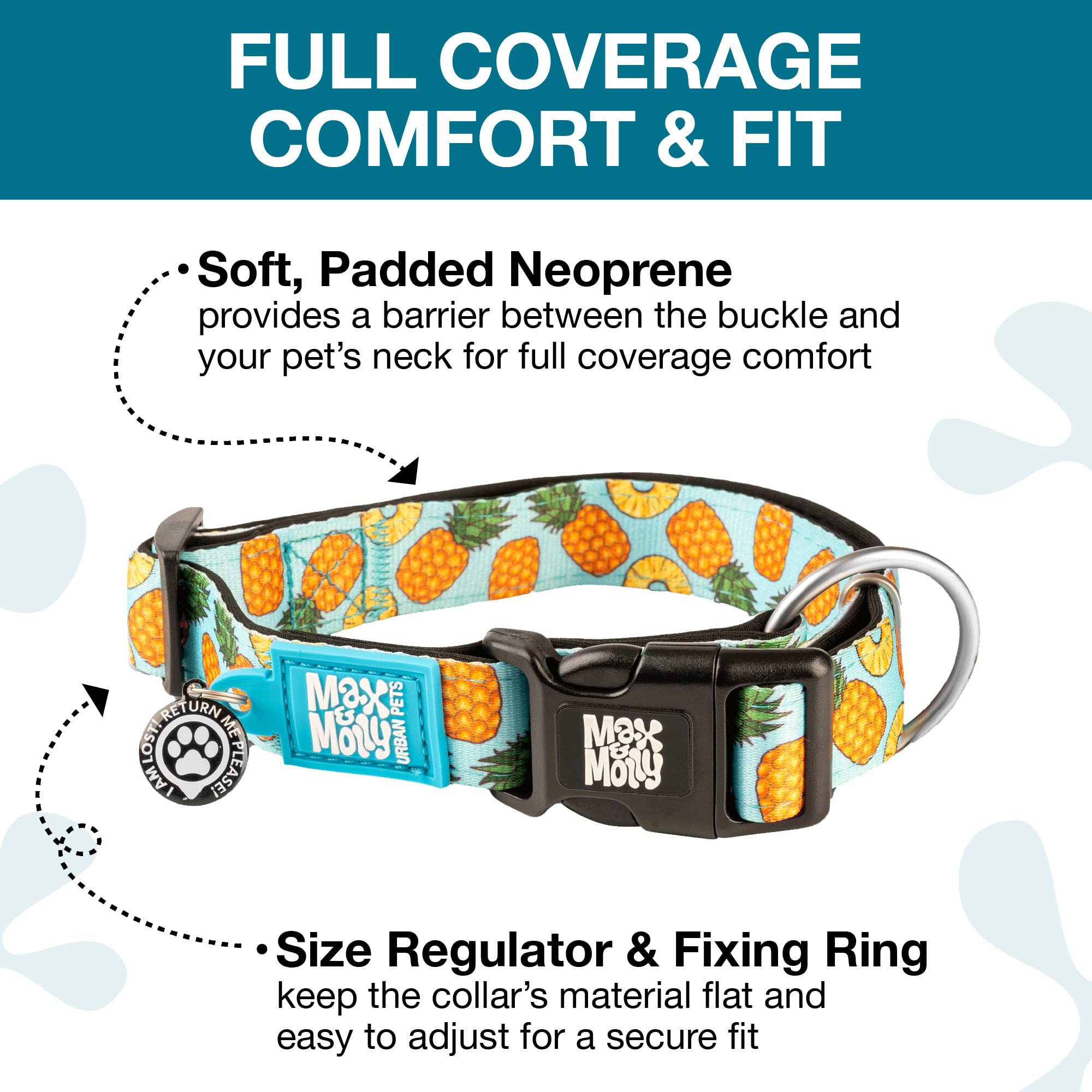 Max & Molly Urban Pets Fashion Smart ID Dog Collar, Anti-Fade, Adjustable Sizing w/Pet Profile Smart ID QR-Tag, Waterproof & Mac