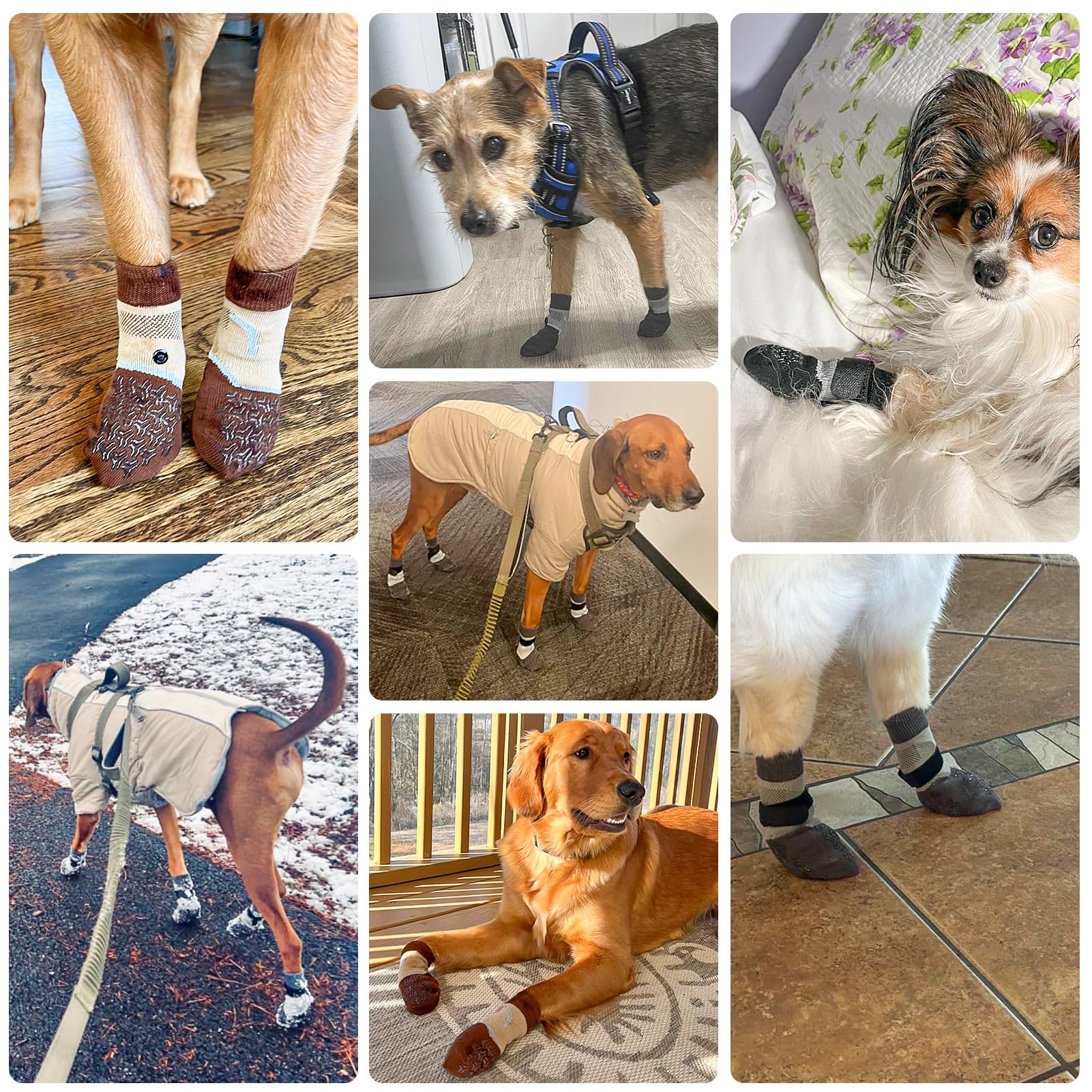 Beautyzoo Dog Socks To Prevent Licking Paws For Hardwood Floors Anti Slip, Dog Shoes Booties For Hot/Cold Pavement,Grippy Boots
