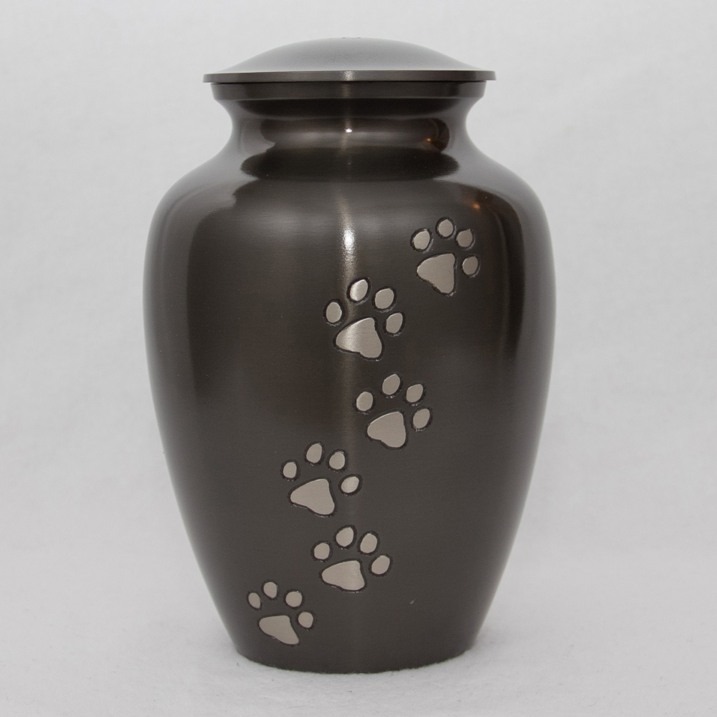 Best Friend Services Pet Urn - Ottillie Paws Legacy Memorial Pet Cremation Urns For Dogs And Cats Ashes Hand Carved Brass Memory Keepsake Urn (Ebony, Vertical, Pewter Paws, Medium)