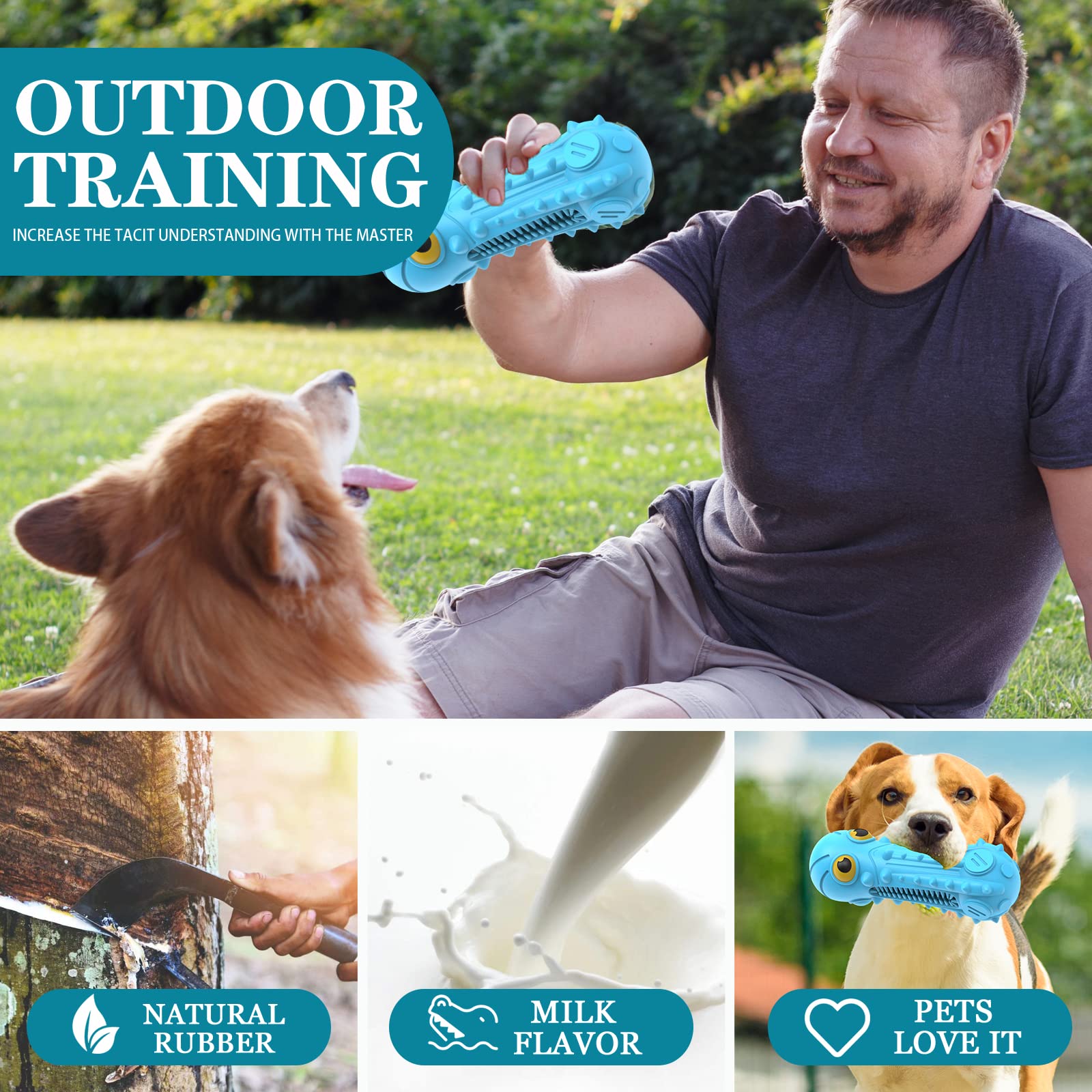 ZIKATON Dog Squeaky Toys for Aggressive Chewers, Indestructible Dog Chew Toys for Large Medium Breed Dog, Durable Dog Toys, Toug