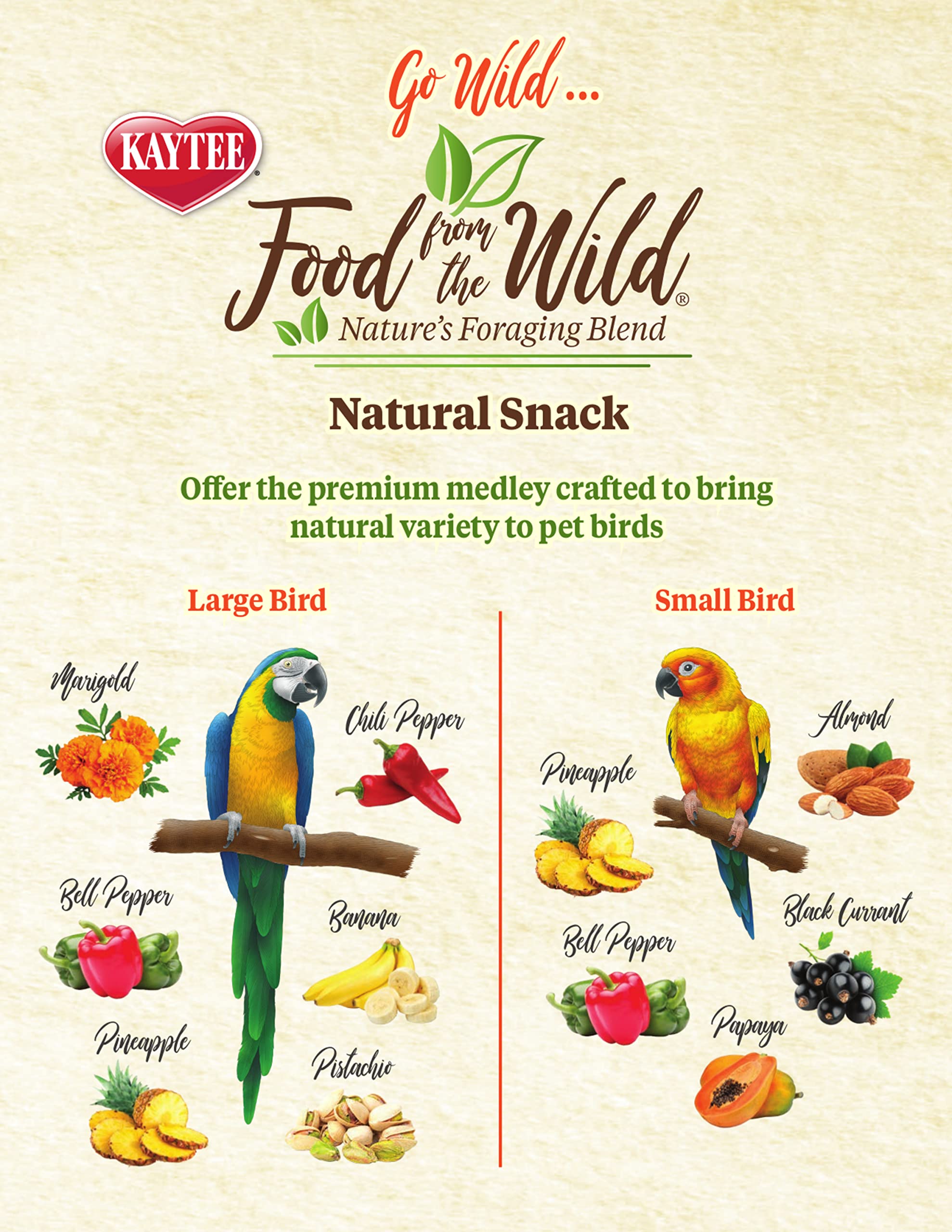 Kaytee Food From The Wild Natural Snack Food Treats For Pet Birds, 3 oz.