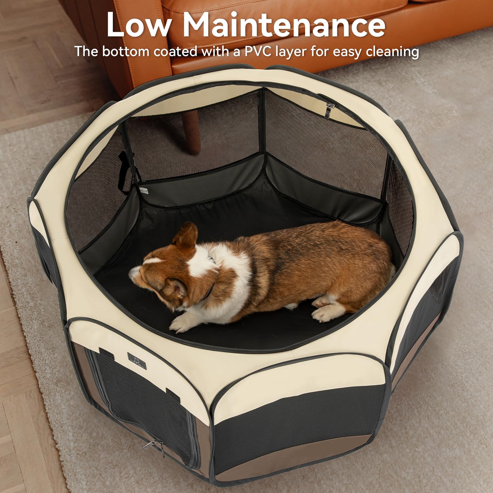 A4Pet Portable Foldable Pet Playpen, Dog Playpen Indoor/Outdoor - Ideal For Dogs, Cats, Rabbits - Removable Zipper & Collapsible Travel Bowl