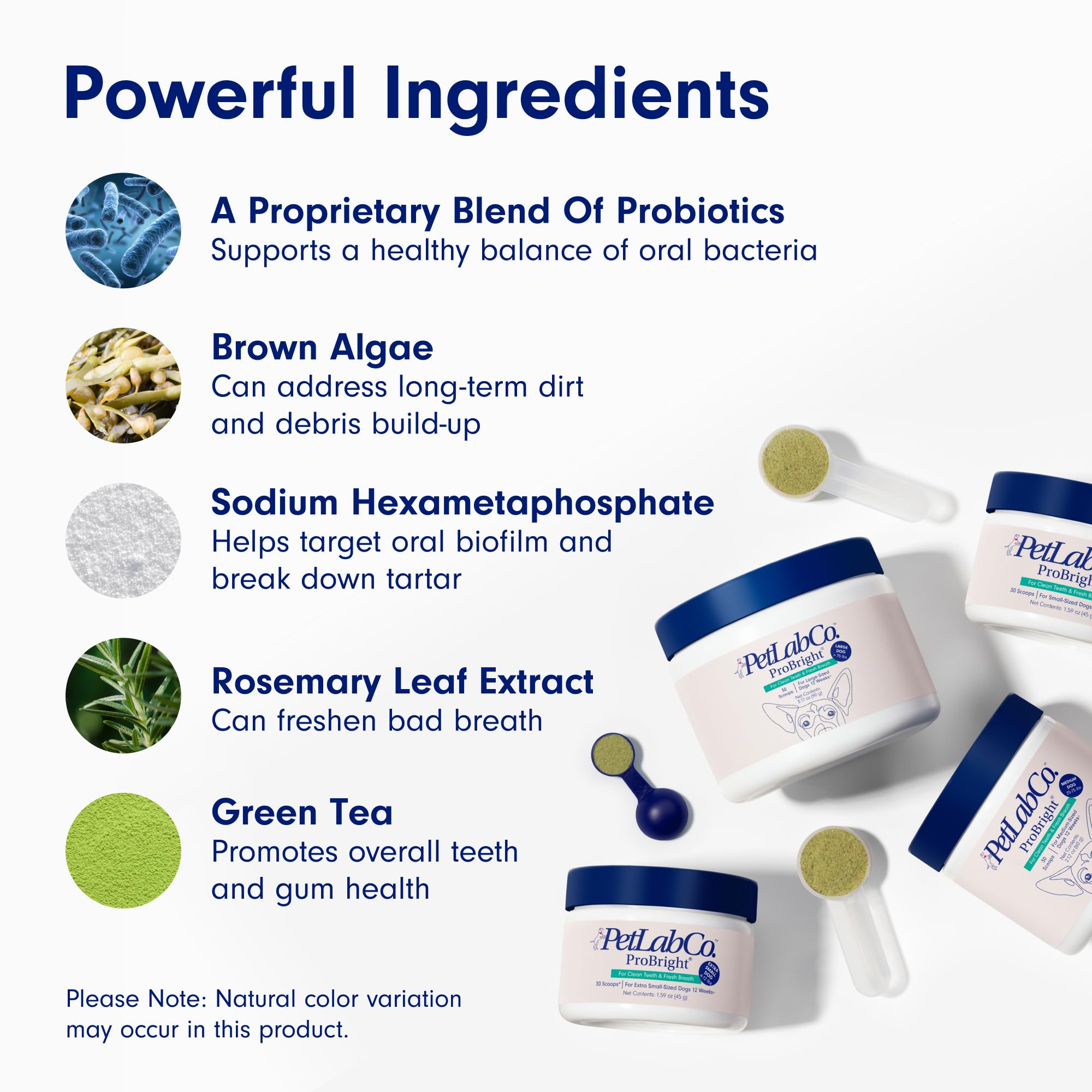 PetLab Co. ProBright Dental Powder - Dog Breath Freshener - Teeth Cleaning Made Easy - Targets Tartar & Bad Breath - Formulated