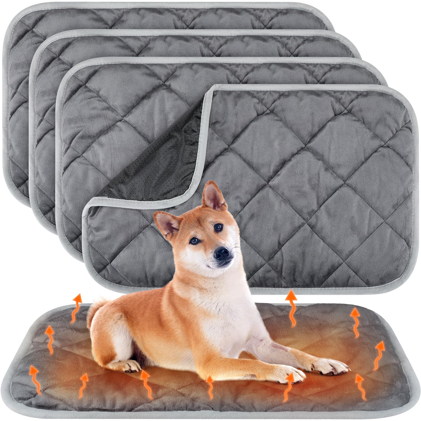 Clysee 4 Pack Self Heating Cat Pad Self Warming Dog Mat Reflects Body Heat Extra Warm Thermal Pet Pad Washable Dog Cat Bed Crate