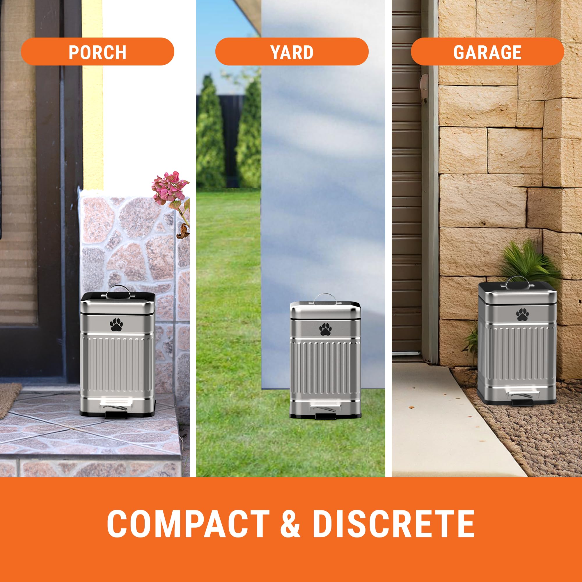 Pupzle Small Dog Poop Trash Can Outside, 1.3 Gal Metal Dog Waste Trash Can, Small Poop Bucket Outdoor With Lid, Pet Waste Contai