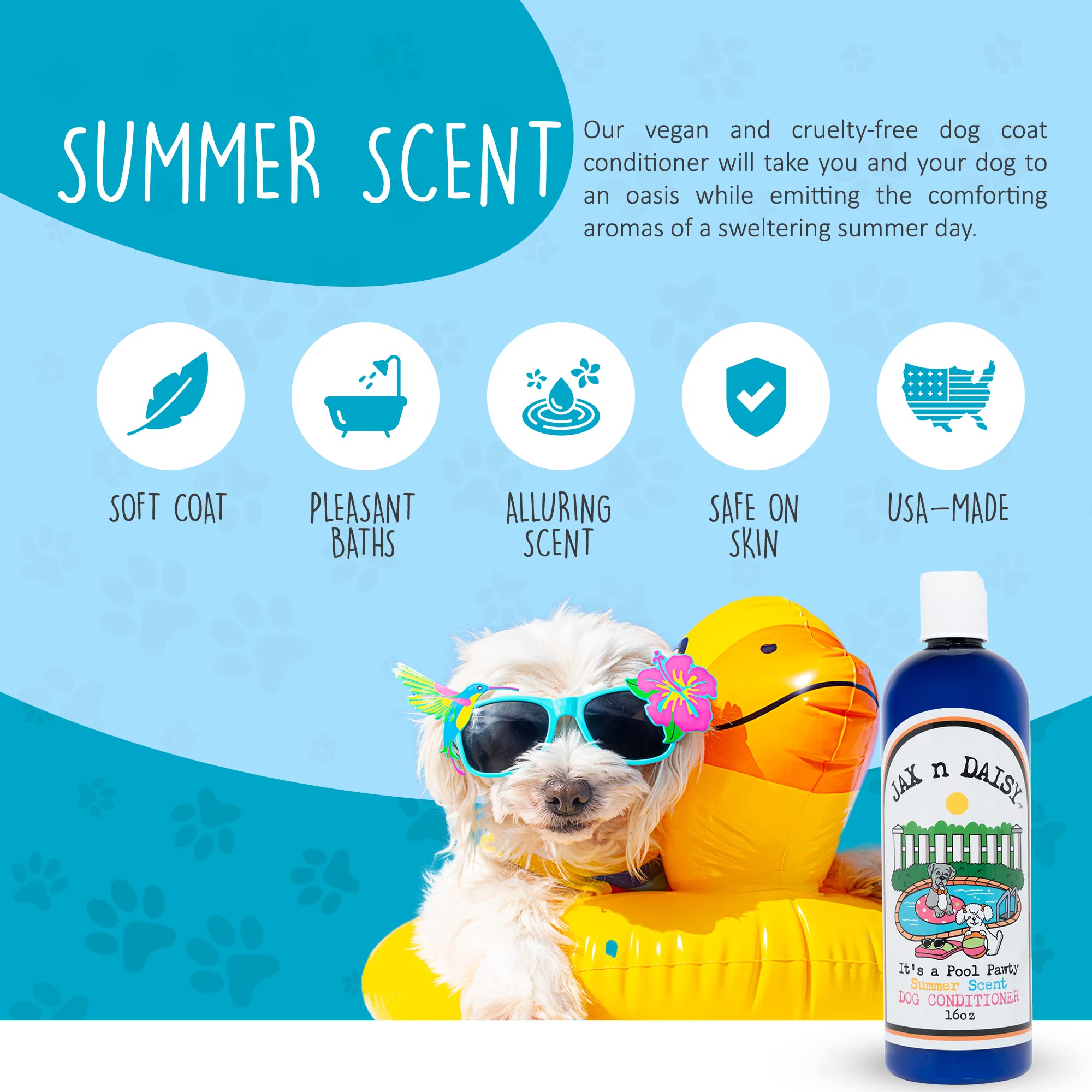 Jax N Daisy It S A Pool Pawty Summer Scent Dog Conditioner Essential Oil Conditioner For Dogs Gentle Dog Hair Cruelty Free Vegan