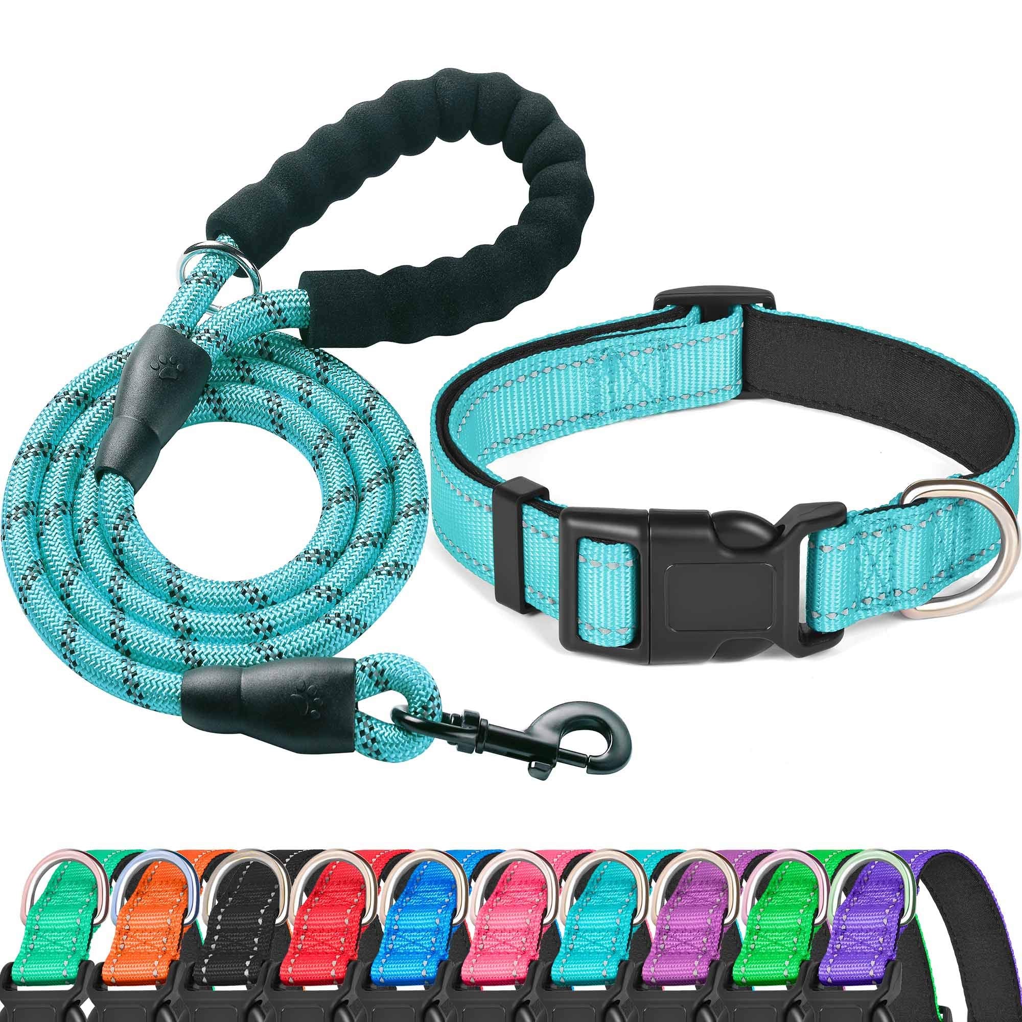 Ladoogo Reflective Dog Collar Padded With Soft Neoprene Breathable Adjustable Nylon Dog Collars For Small Medium Large Dogs (X-S