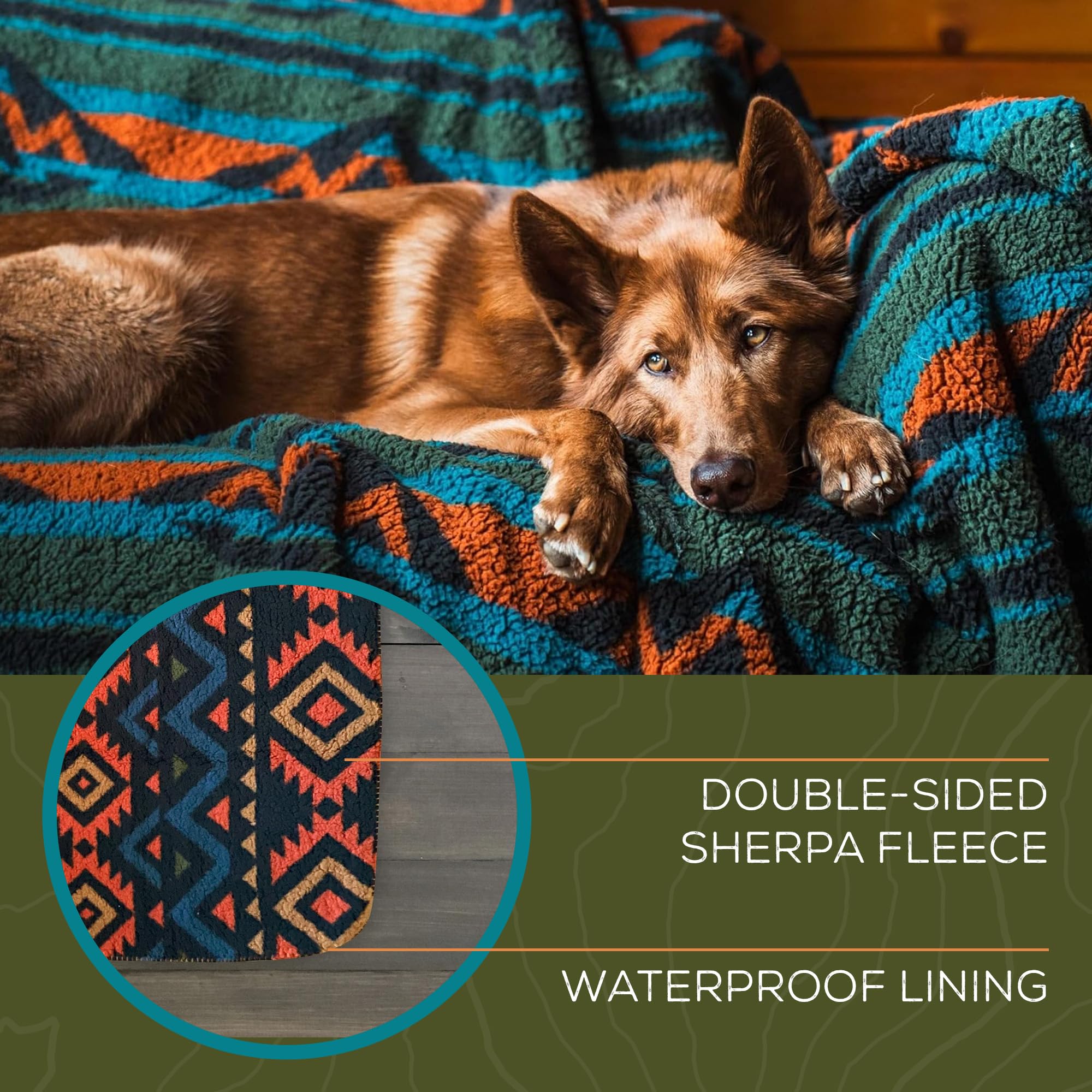 Wilderdog Sherpa Fleece Waterproof Dog Blanket - 60'' X 90'' - Cream