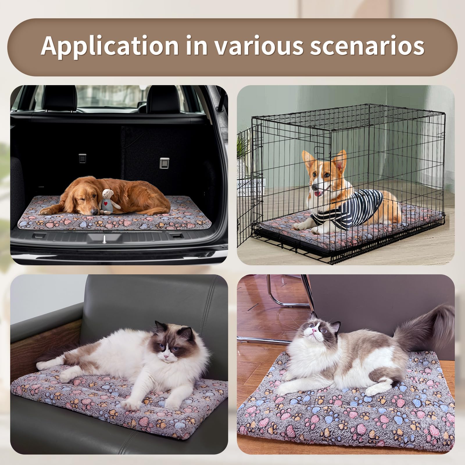 Dekeyoo Dog Crate Mats Bed For Small Dogs, 24X16 Inch Short Plush Pet Mat, 1.6-Inch Thick Thin Kennel Pad, Machine Washable Idea