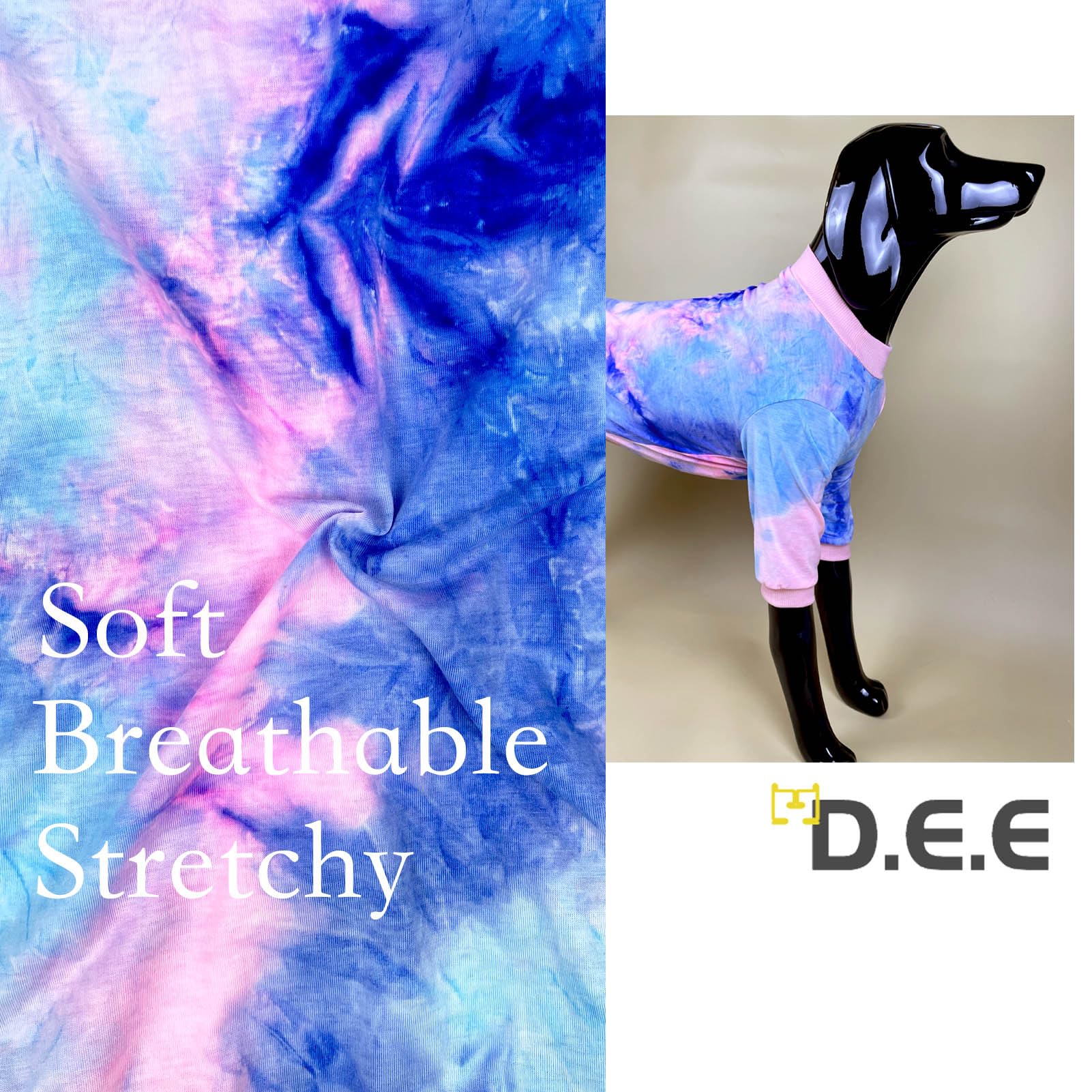 D.E.E Cotton Dog Shirts Large Tie Dye Dog Clothes Lightweight Girl Boy Big (Pink, L(19.6'' Back 23.6'' Chest))