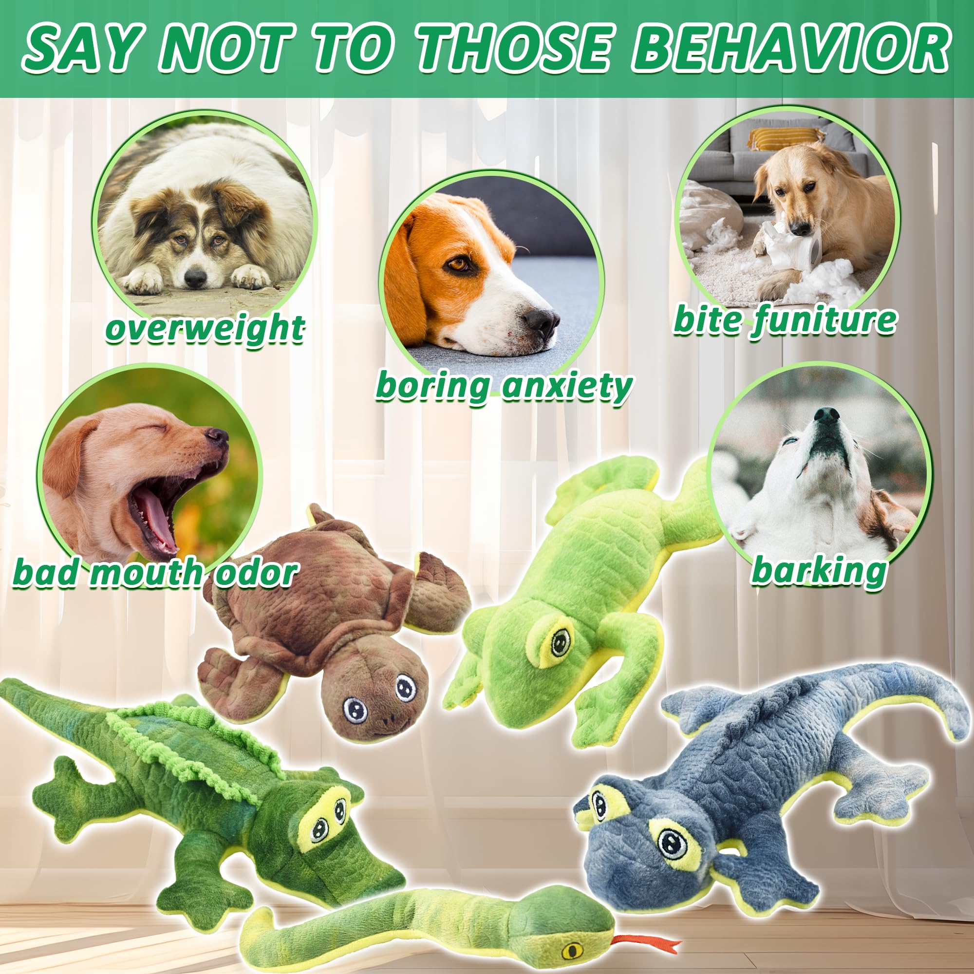 Lechong Stuffed Animal Dog Toys, 5 Pack Tough Squeaky Dog Toys, Plush Toys Assortment, Great Value Pet Toys Bundle, Woodland Ser