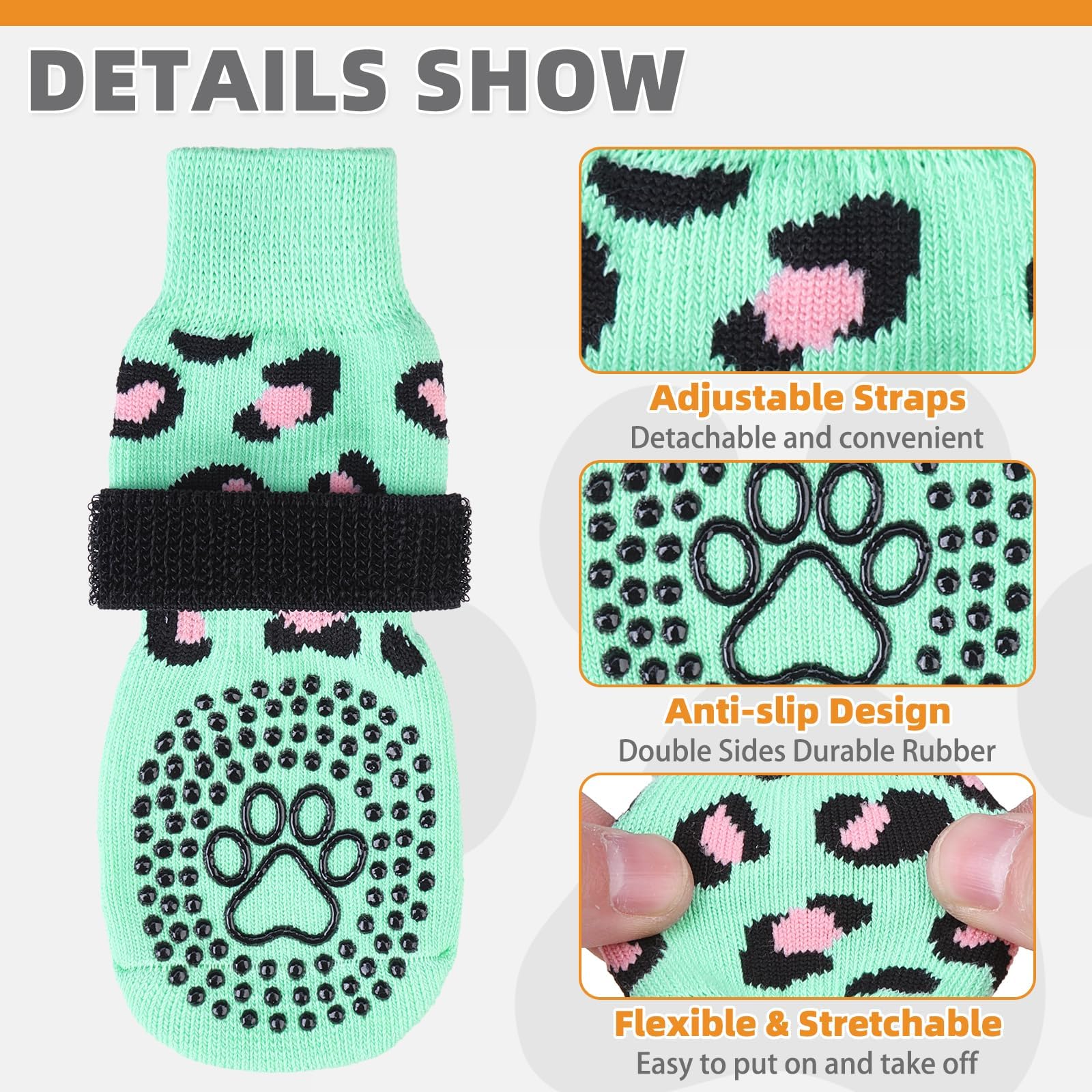KOOLTAIL Anti Slip Dog Socks for Hot/Cold Pavement to Prevent Licking Paws, Dog Boots&Paw Protector with Grippers for Hardwood F