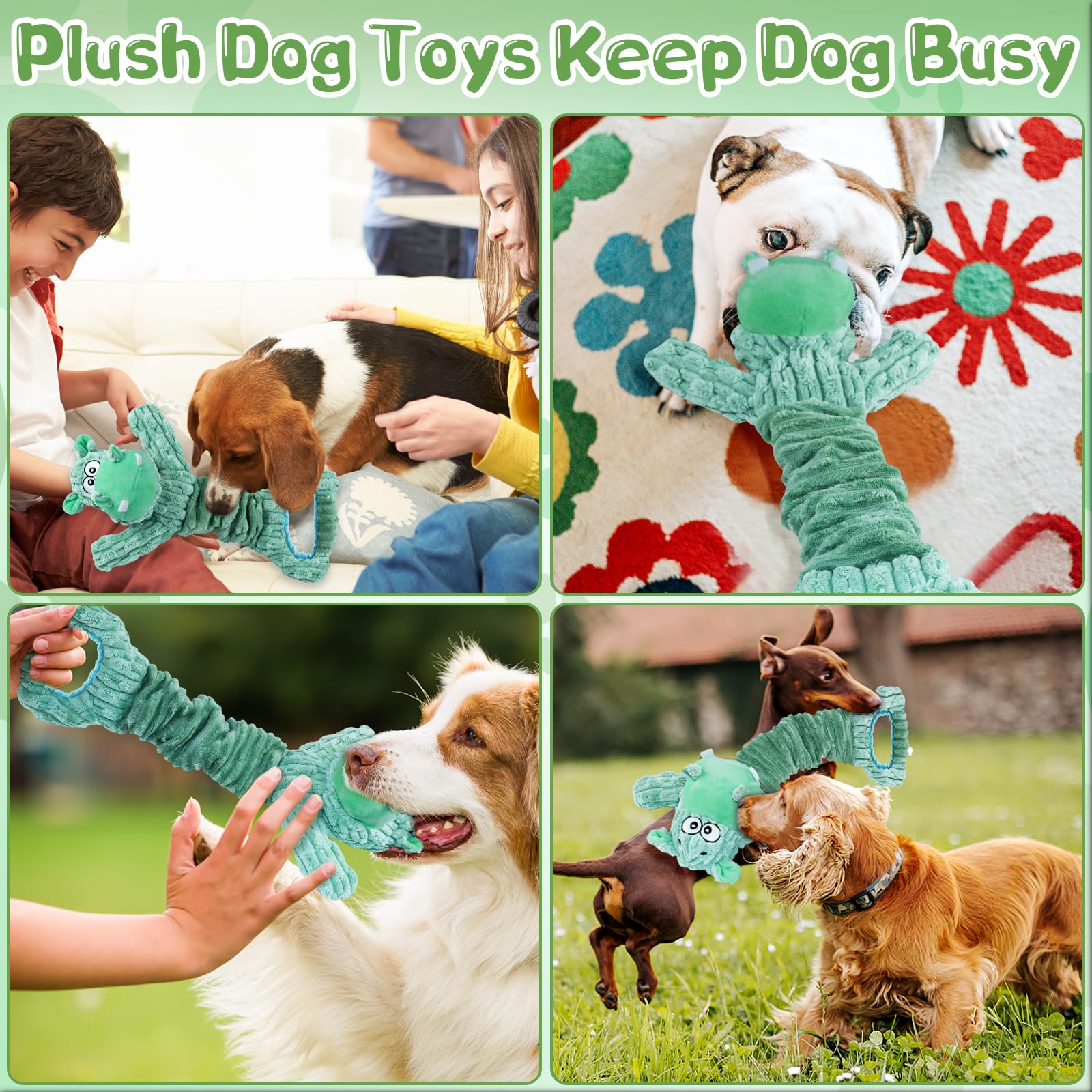 Fuufome Dog Toy For Aggressive Chewers:Large Plush Dog Toys With Squeaker To Keep Them Busy