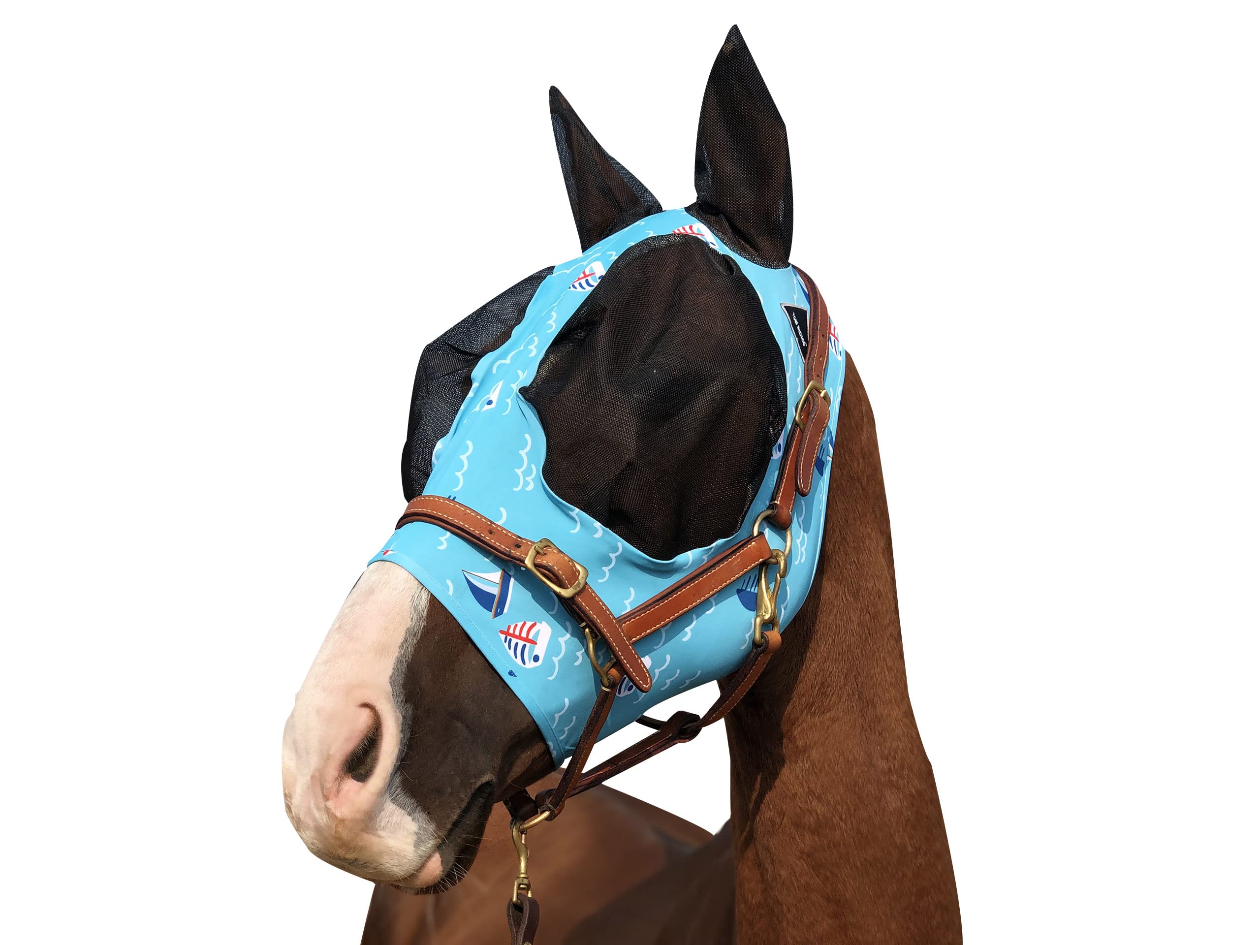 Horse Fly Mask Super Comfort Horse Fly Mask Elasticity Fly Mask with Ears We Only Make Products That Horses Like (Sky Blue, L)