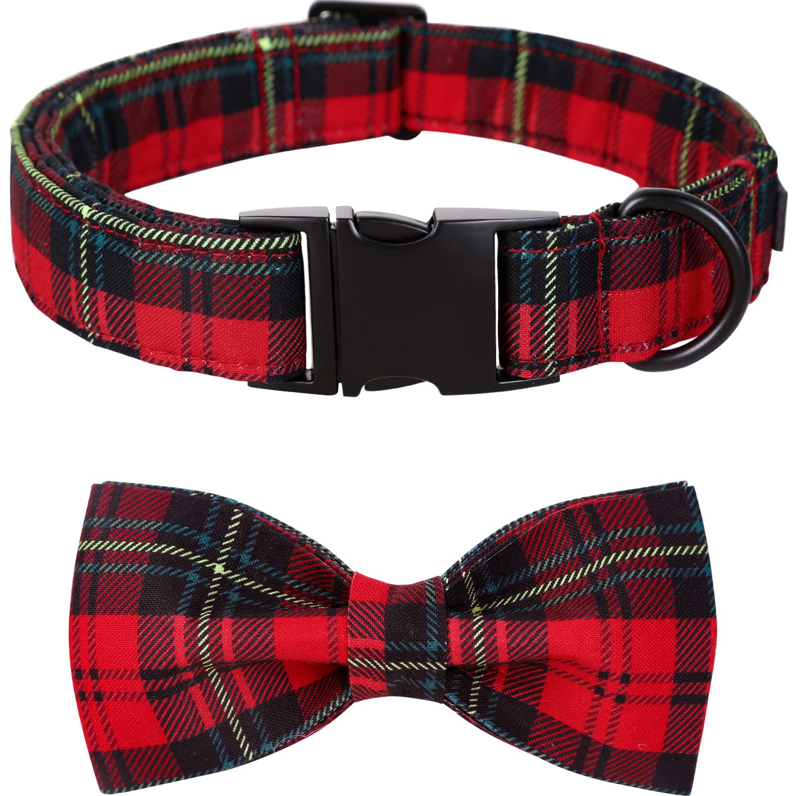 Lionet Paws Christmas Dog Collar With Bowtie, Dog Bowtie Collar With Metal Buckle For Dogs, Adjustable Comfortable Dog Collar Girl Boy Gift,Xxs, Neck 7-11 In
