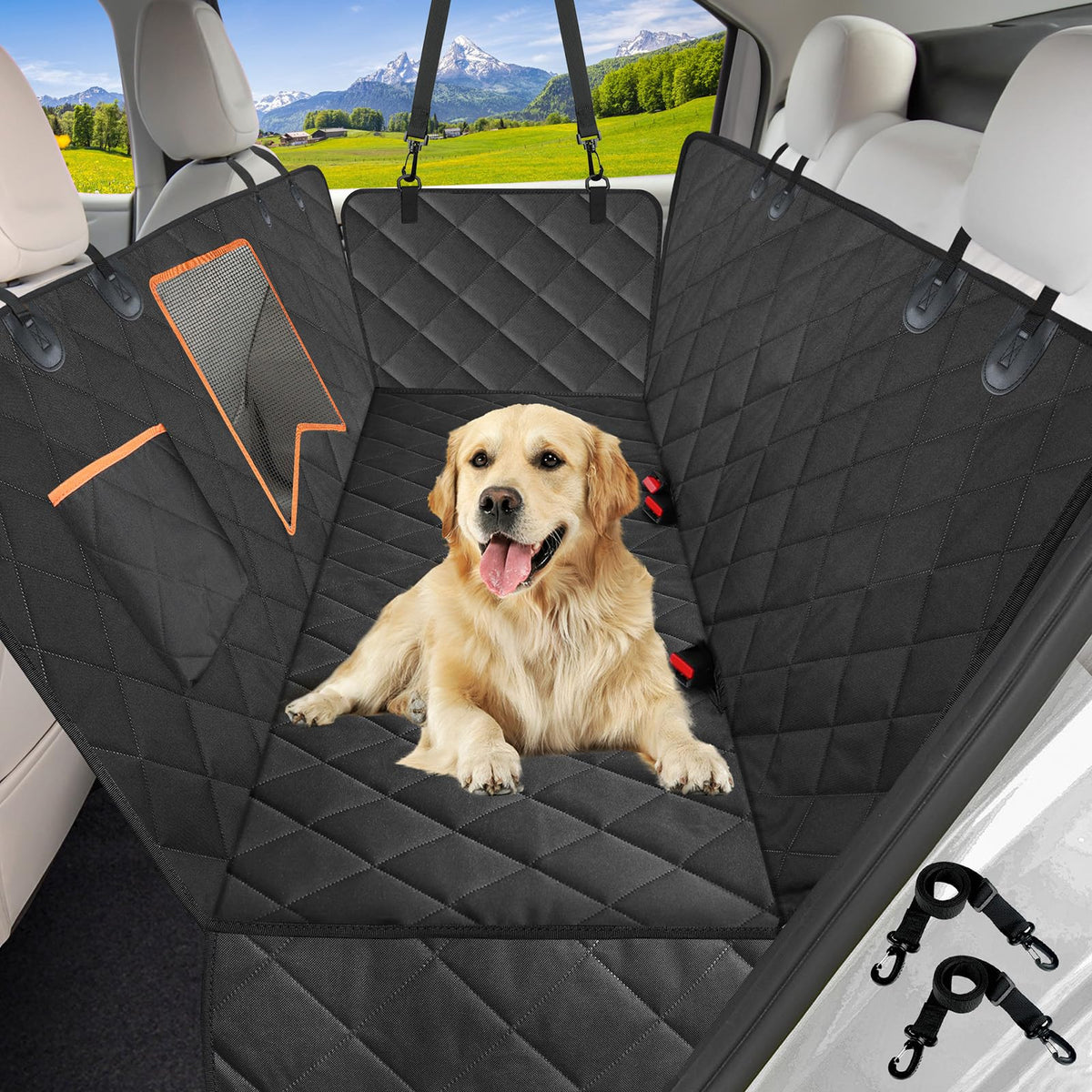 Kytely Dog Car Seat Cover For Back Seat, 100% Waterproof Dog Car Hammock With Mesh Window, Anti-Scratch Nonslip Durable Soft Pet Dog Seat Cover For Cars Trucks And Suv