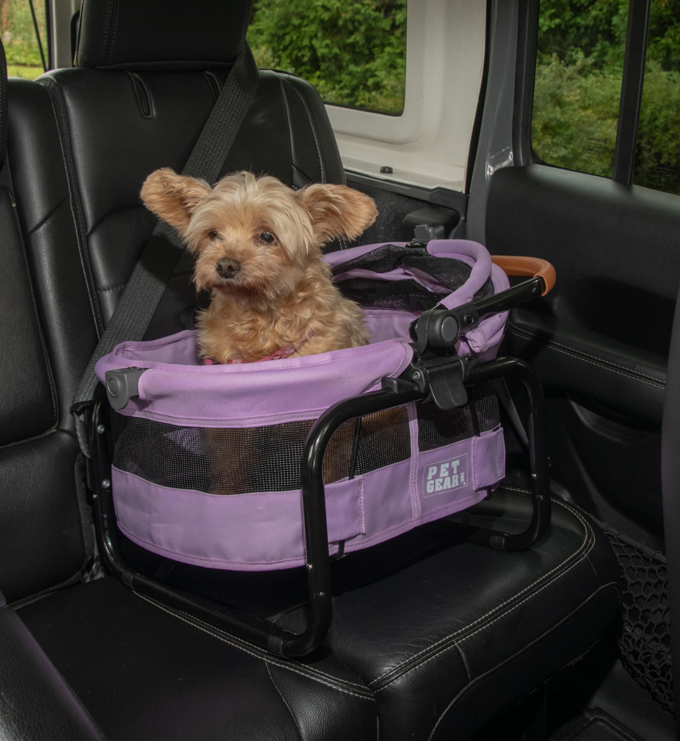 Pet Gear No-Zip View 360 Ultra Lite Pet Safety Carrier & Car Seat for Small Dogs & Cats Push Button Entry, 15, Larkspur