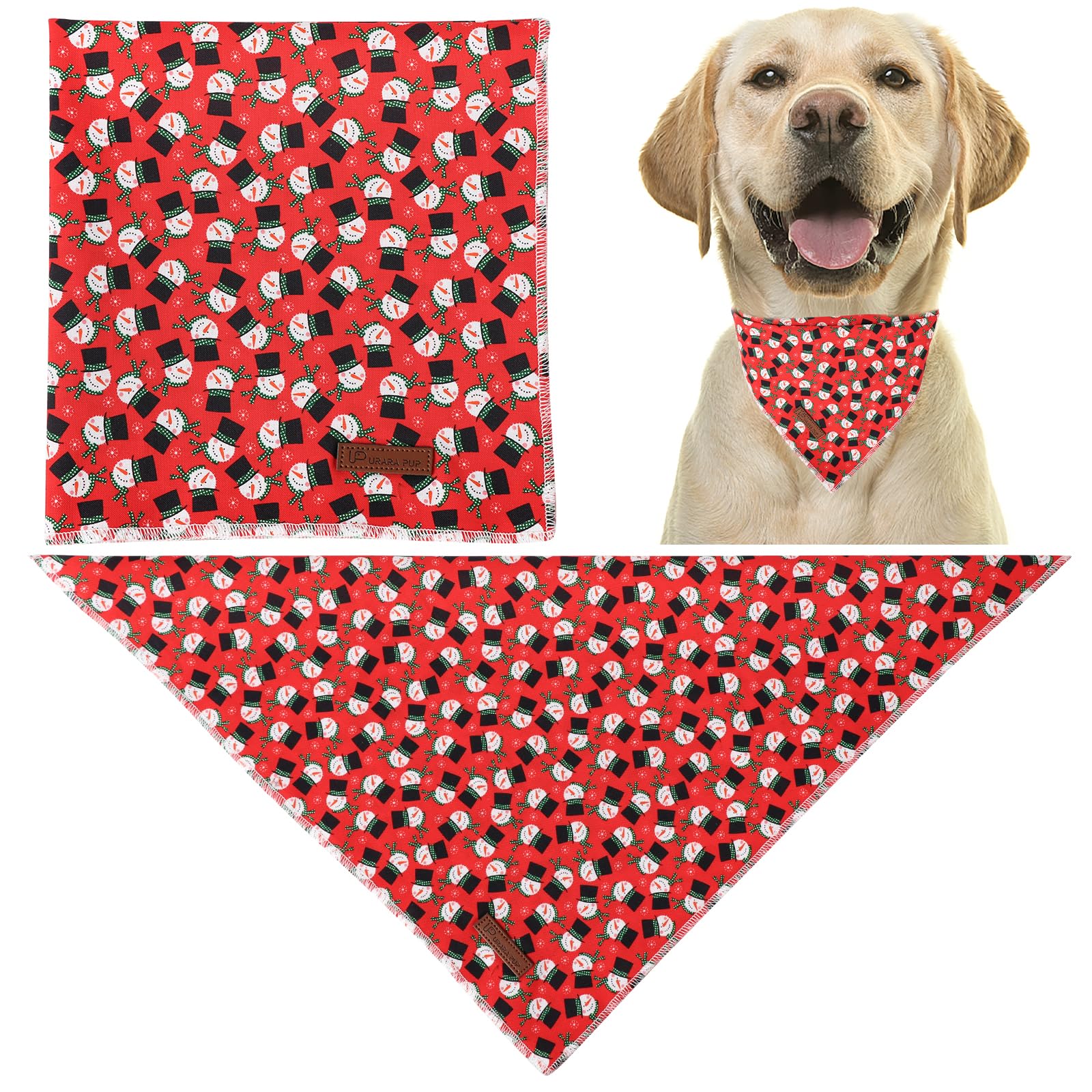 Up Urara Pup Christmas Dog Bandana, Christmas Tree Triangle Bid Scarf For Small Medium Dogs, Red Cotton Pet Kerchief,Cute Winter