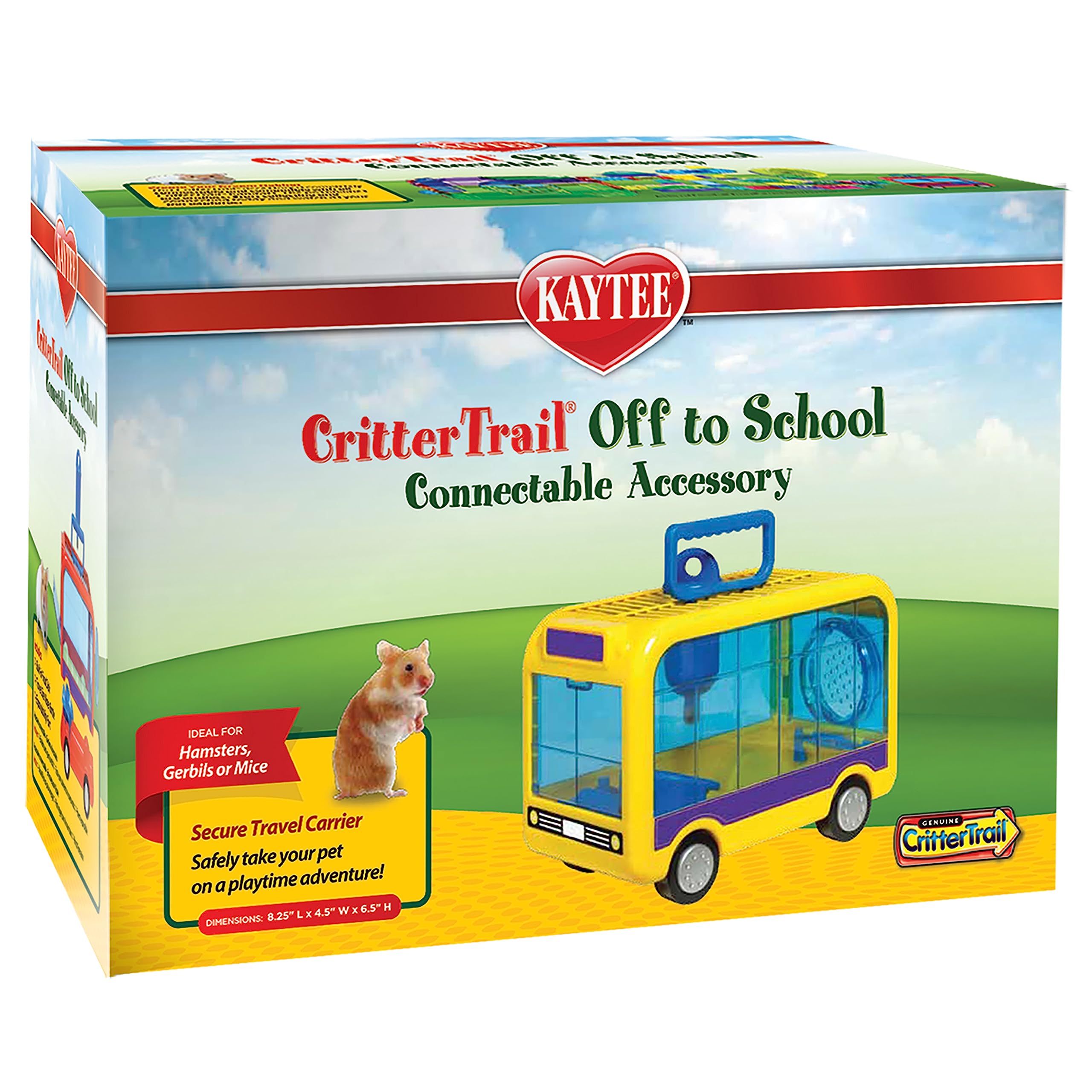 Kaytee CritterTrail Off To School Travel Carrier for Pet Hamsters, Gerbils, or Mice