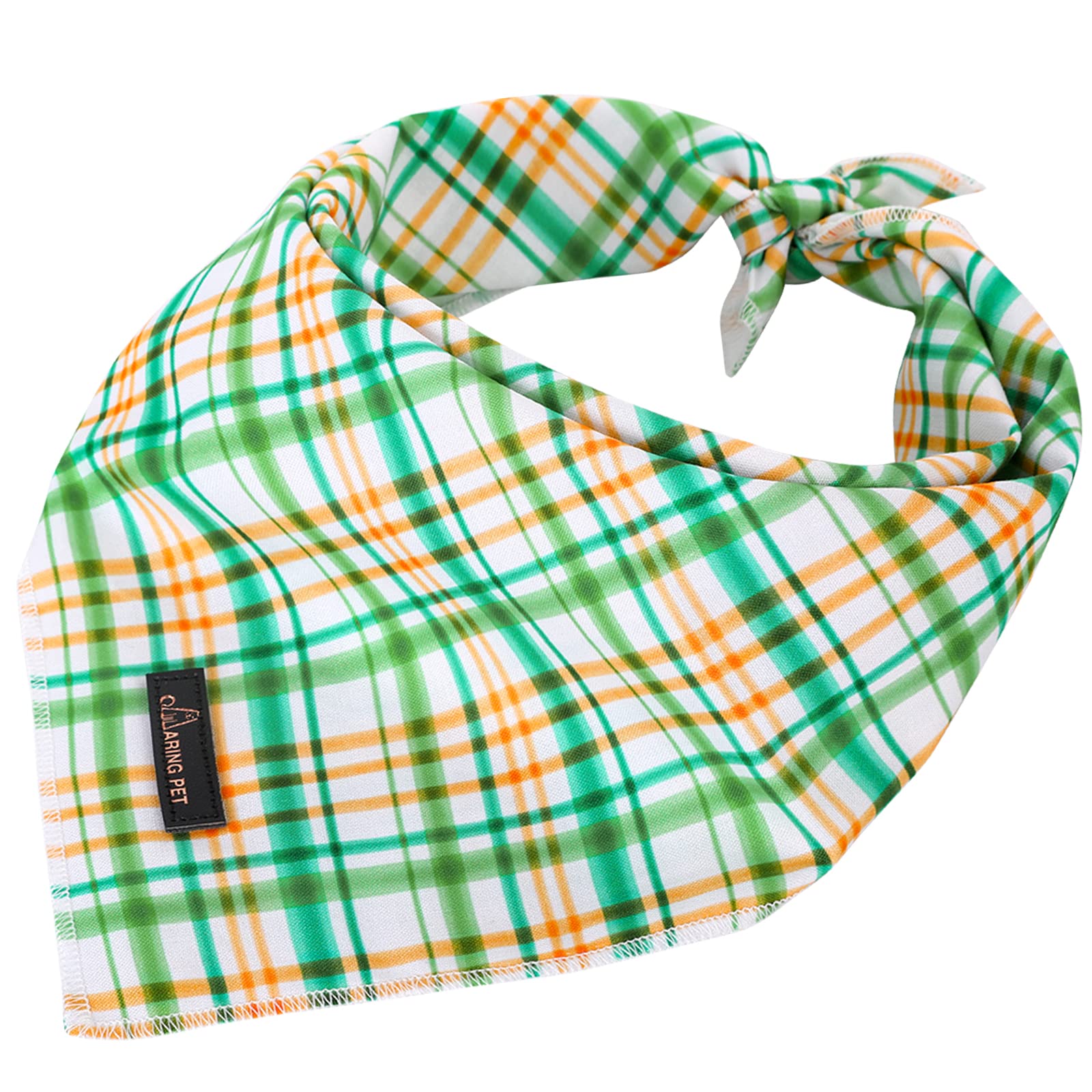 Aring Pet Dog Bandana - Cotton Green Plaid Triangle Bibs Scarf For Small To Large Boy & Girl Dogs And Cats
