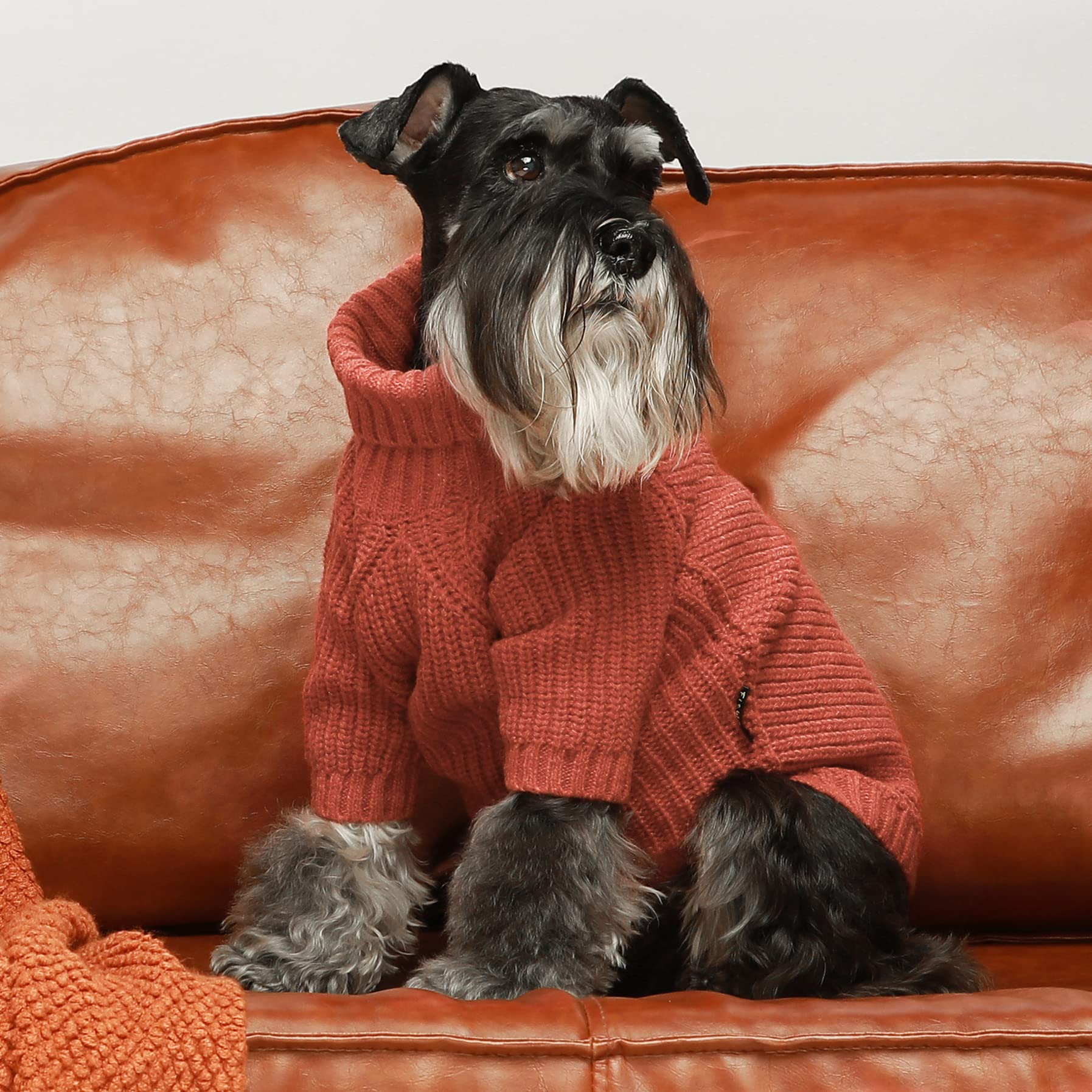 Fitwarm Thermal Knitted Dog Sweater Doggy Winter Coat Pet Clothes Doggie Turtleneck Jacket Puppy Outfits Cat Sweatsuit Red Mediu
