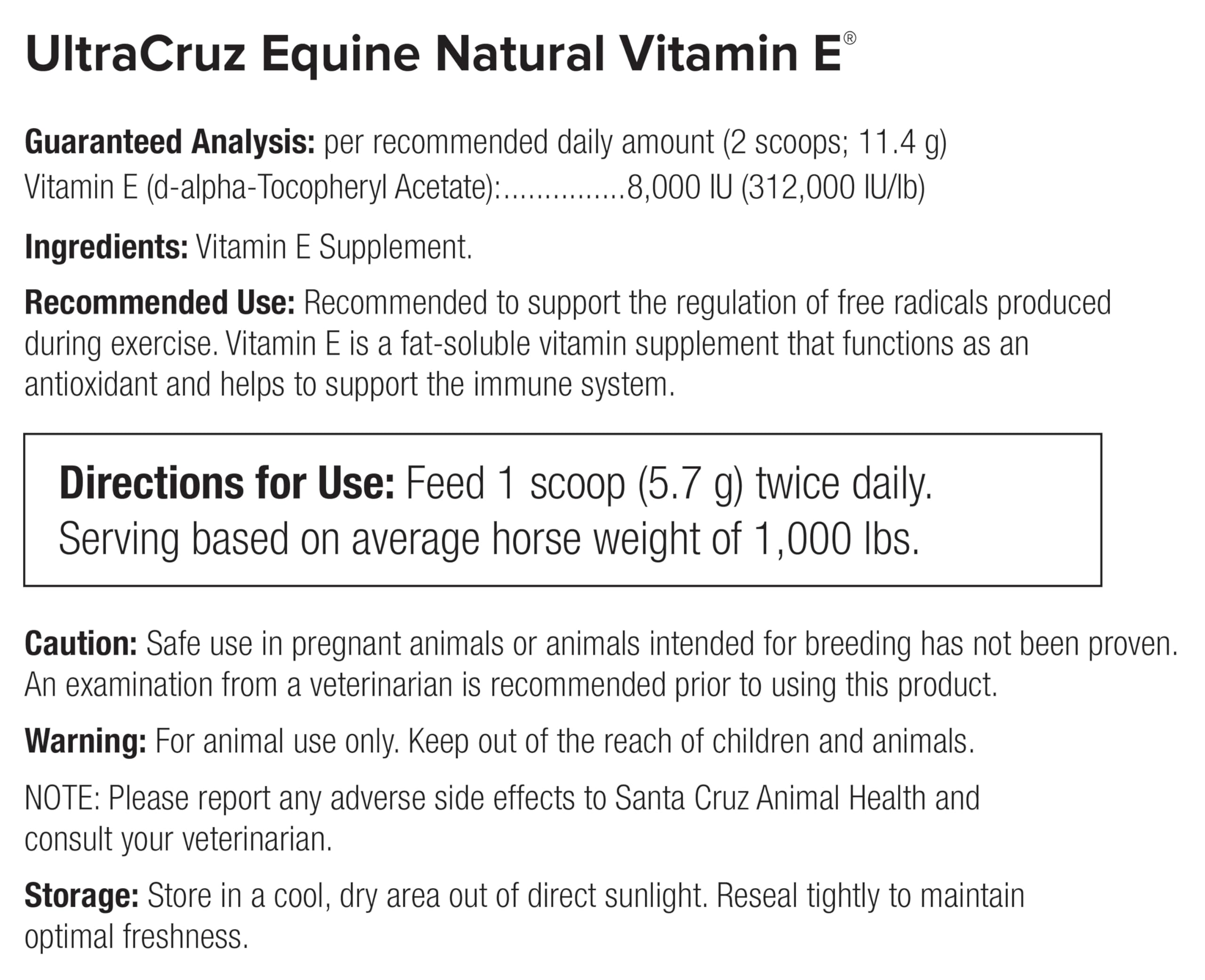 UltraCruz Equine Natural Vitamin E, Powder, 4 lb