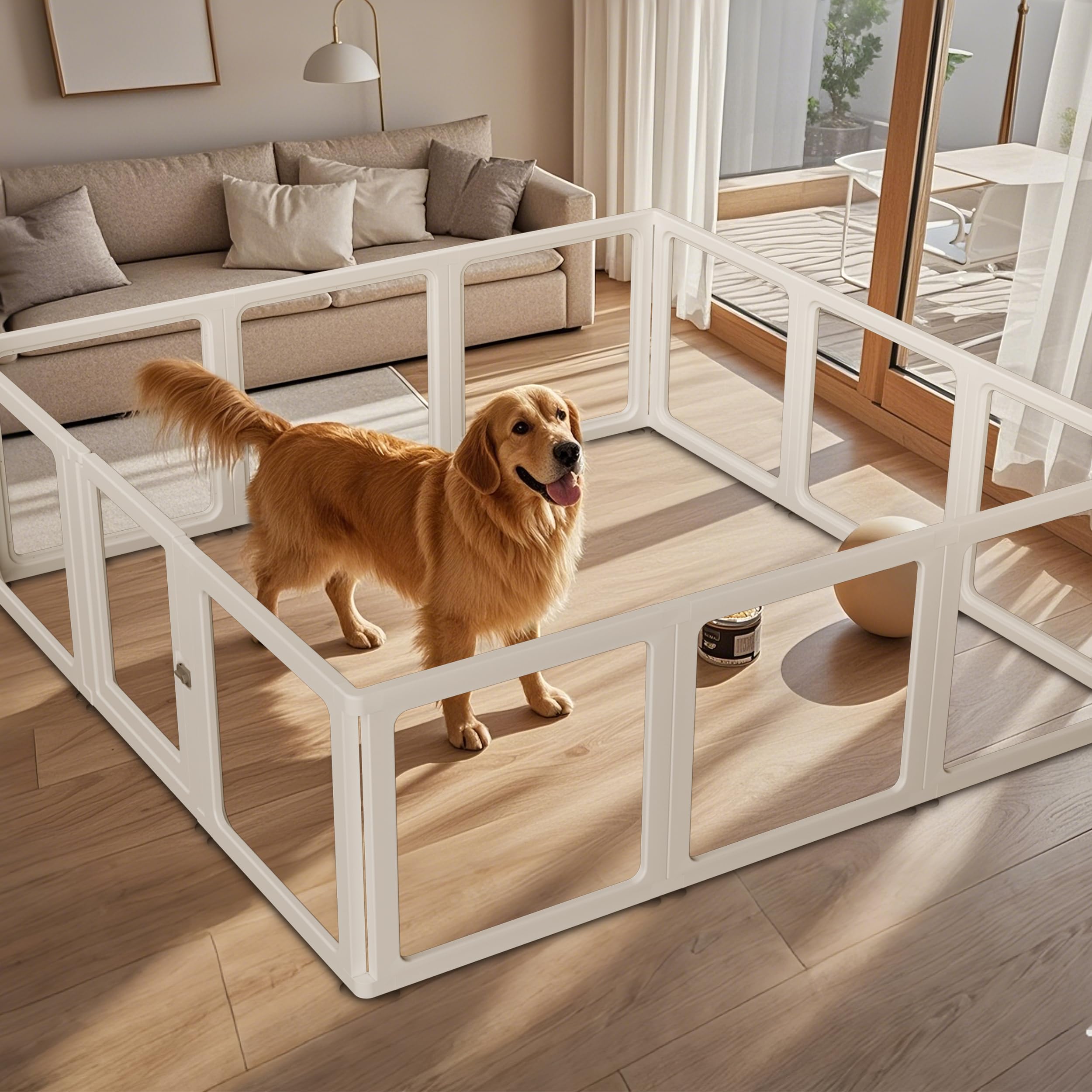 ITYLIFE Citylife Dog Playpen - 12 Panels, 23.6"H, Clear Plastic Indoor/Outdoor Pet Playpen for Dogs, Cats, Bunnies, Pigs - Model XLT