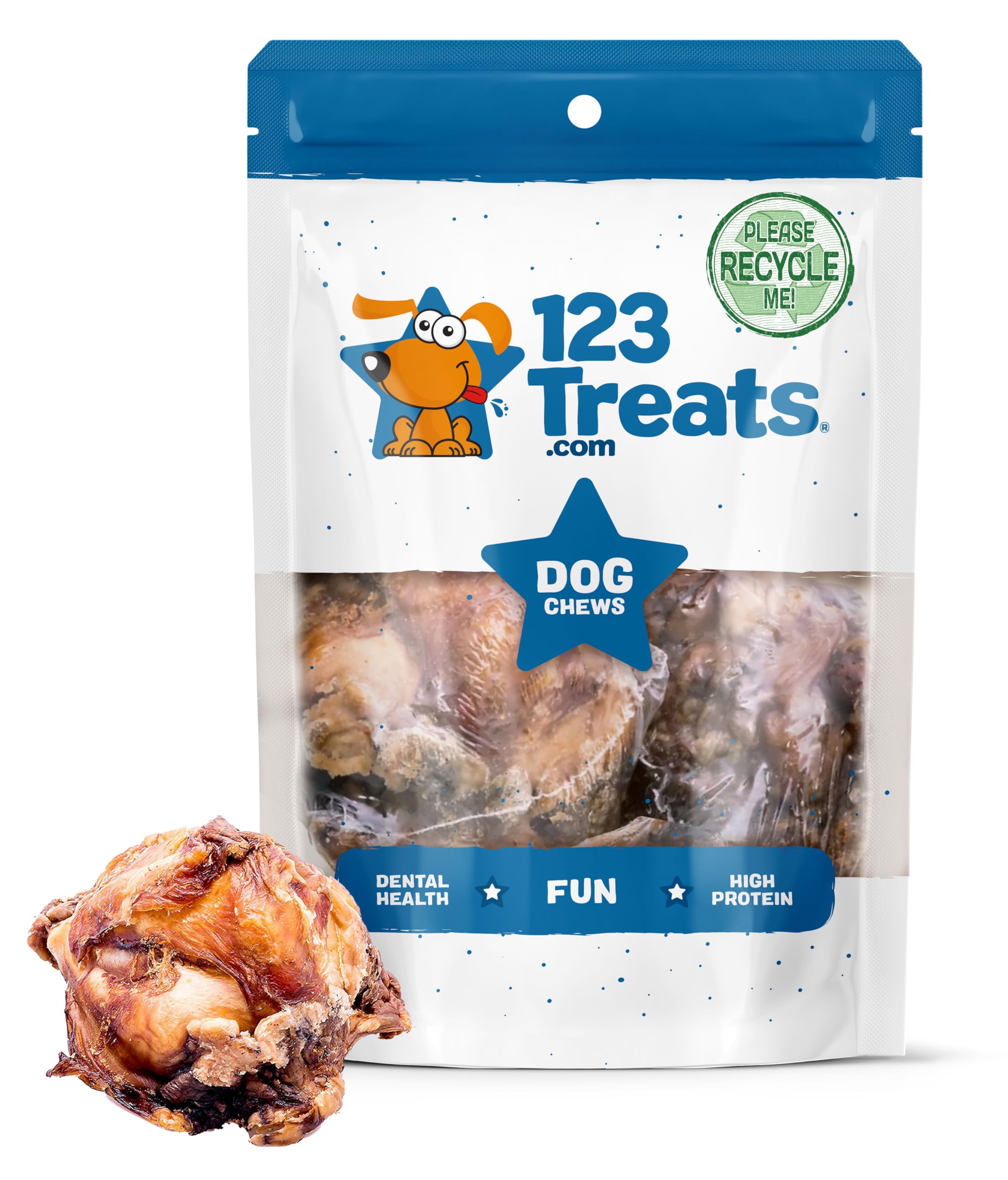 123 Treats Meaty Dog Bones, 100% Natural Knee Cap Beef Bone Dog Treats, No Additives, Made from Premium USA Grass Fed Beef, Tast