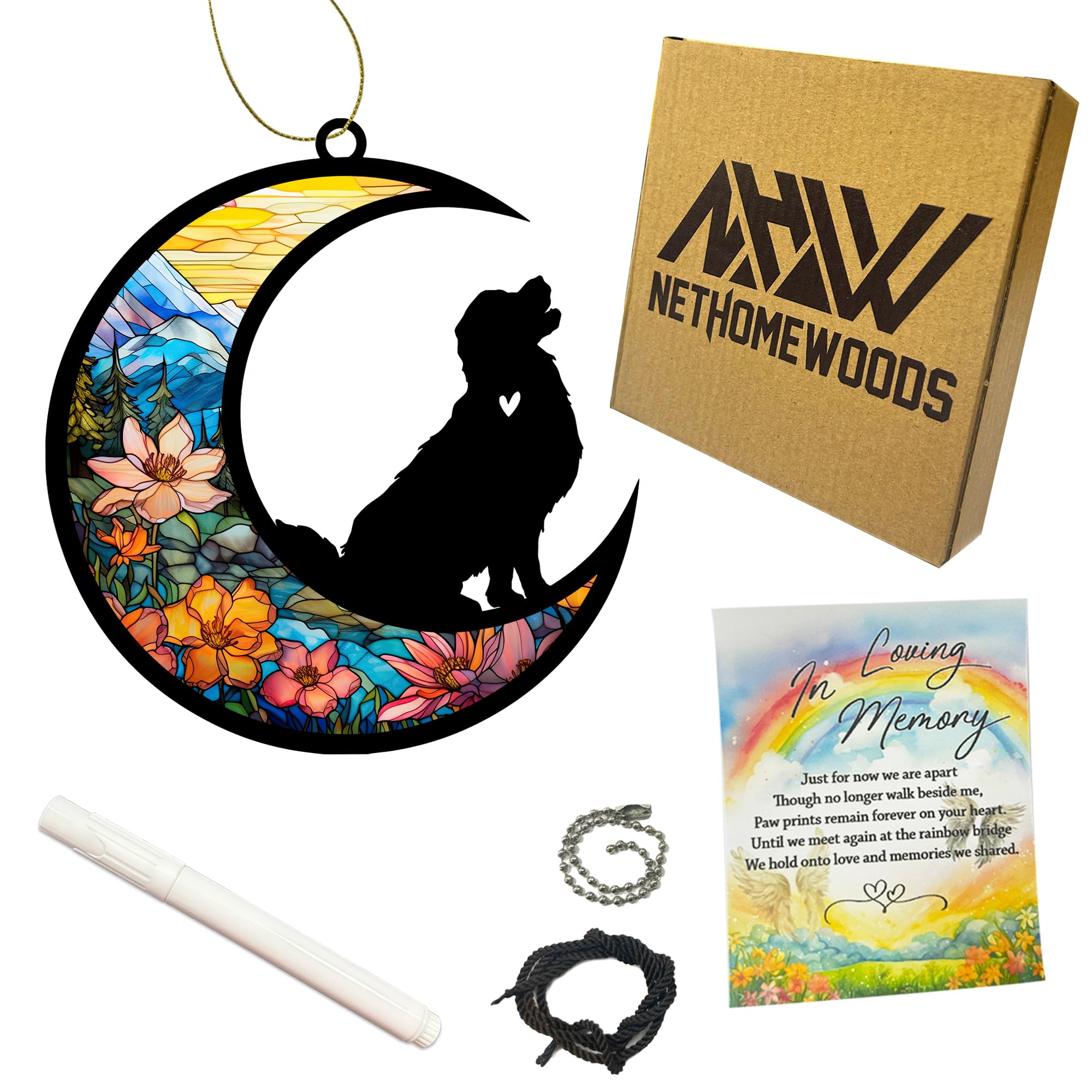 Nethomewoods Golden Retriever Memorial Suncatcher, Personalized Dog Loss Gift With Name & Date, Rainbow Bridge Remembrance For D