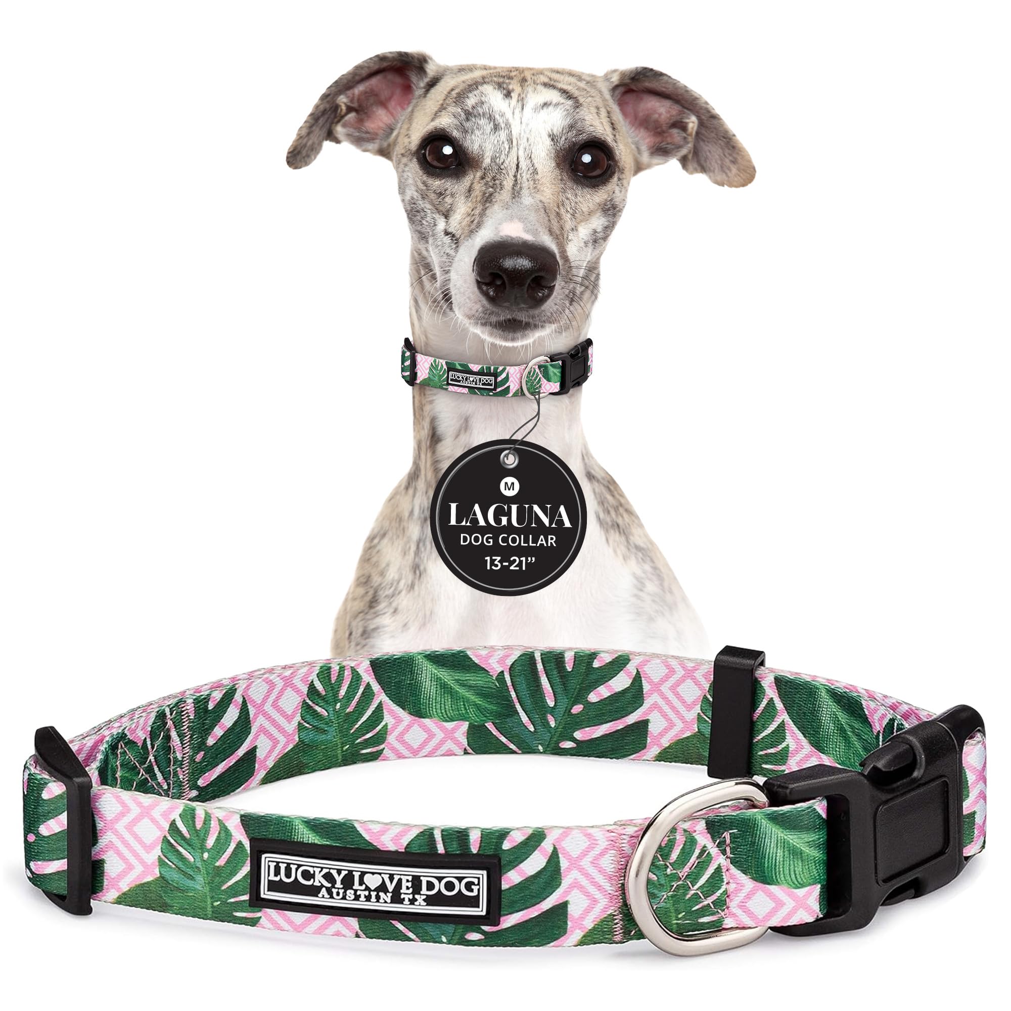 Lucky Love Dog Collars | Girl, Boy Dog Collar For Small Medium Large Dogs - Comfortable, Soft, Cute - Laguna, Medium
