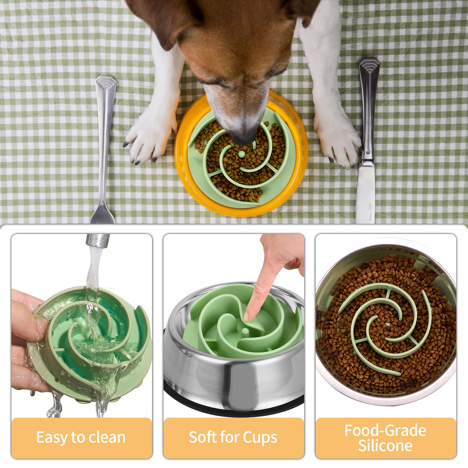 Slow Feeder Dog Bowls Insert, Bestalk Soft Silicone Slow Eating Feeder Insert With Suction Cups For Small, Medium And Large Dogs