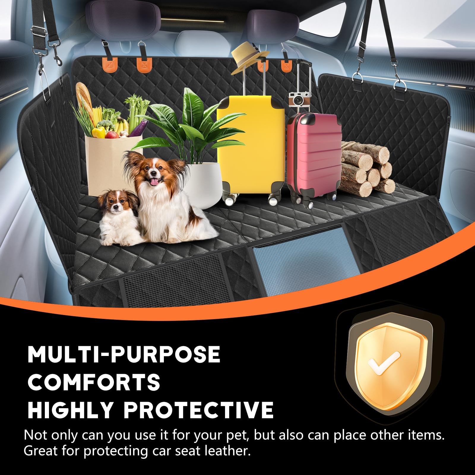 Dog Car Seat Cover For Back Seat 2025 Upgraded 100% Waterproof And Scratch Resistant Rear Seat Hard Bottom Extension - Dog Car S