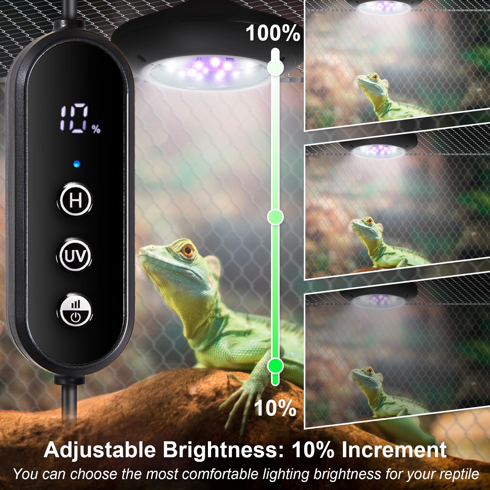 Led Uvb Light For Reptiles, 8W Uva Uvb Lamp - Timer Switch, Adjustable Brightness, Ferguson Zones 1-4, Energy-Efficient, Uvi Lam
