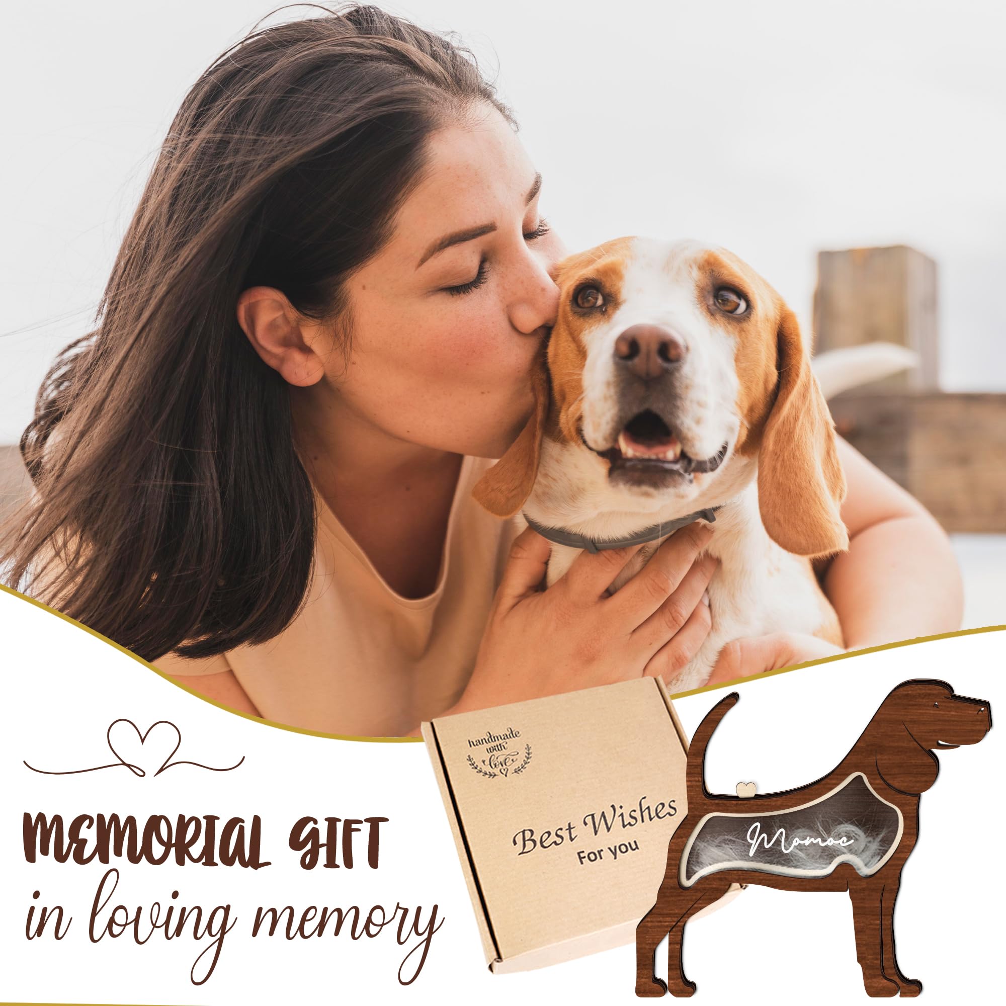 Beagles Dog Hair Keepsake Box Wooden Pet Fur Gifts For Dog Cat Unique Dog Shape Standable Tabletop Decor Pet Dog Memorial Idea G