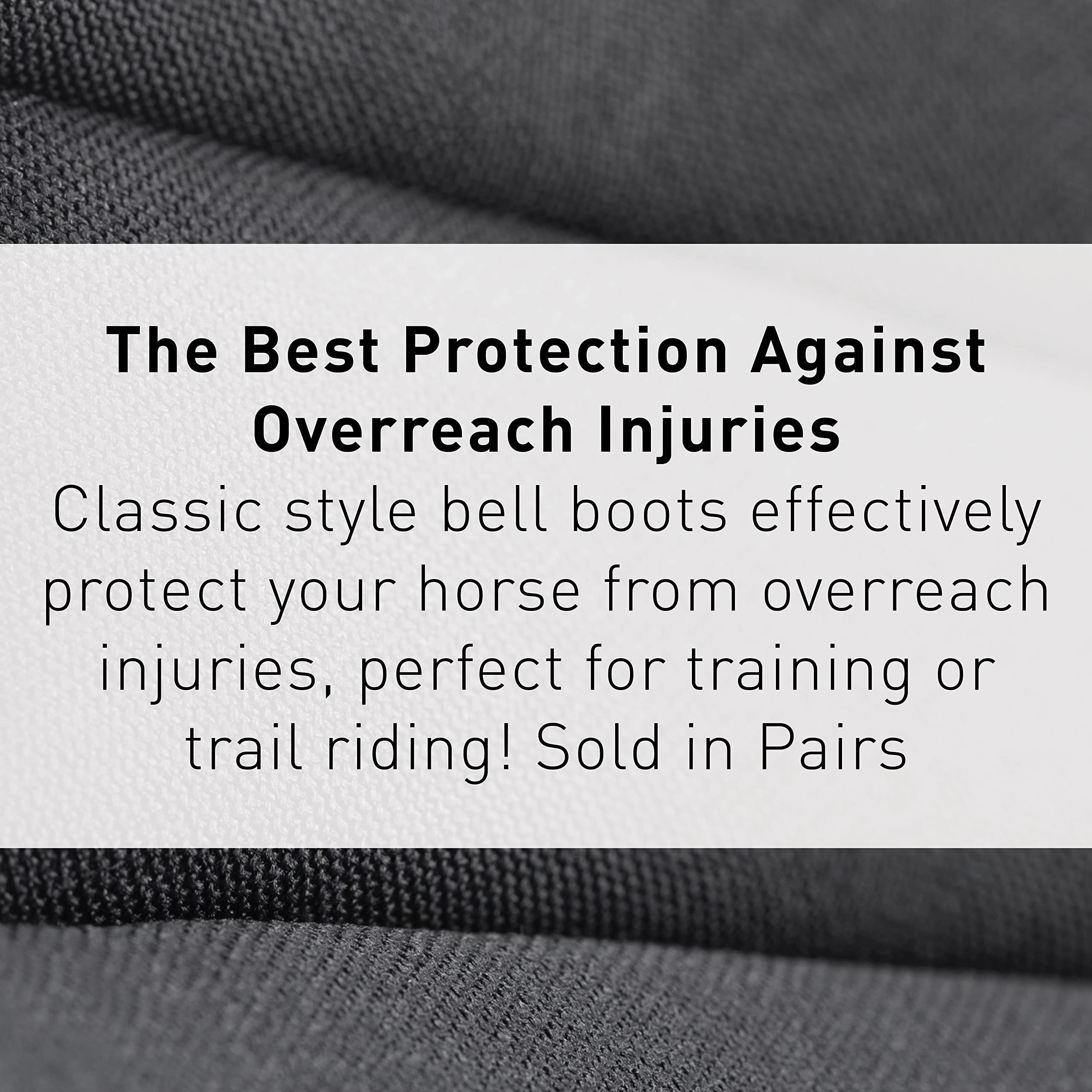 Horze Pro Overreach Neoprene Horse Bell Boots - Durable And Long-Lasting Protection, Heavy-Duty, Shock-Absorbing, And Tear-Resistant - Sold In Pairs - Black (Xx-Large)