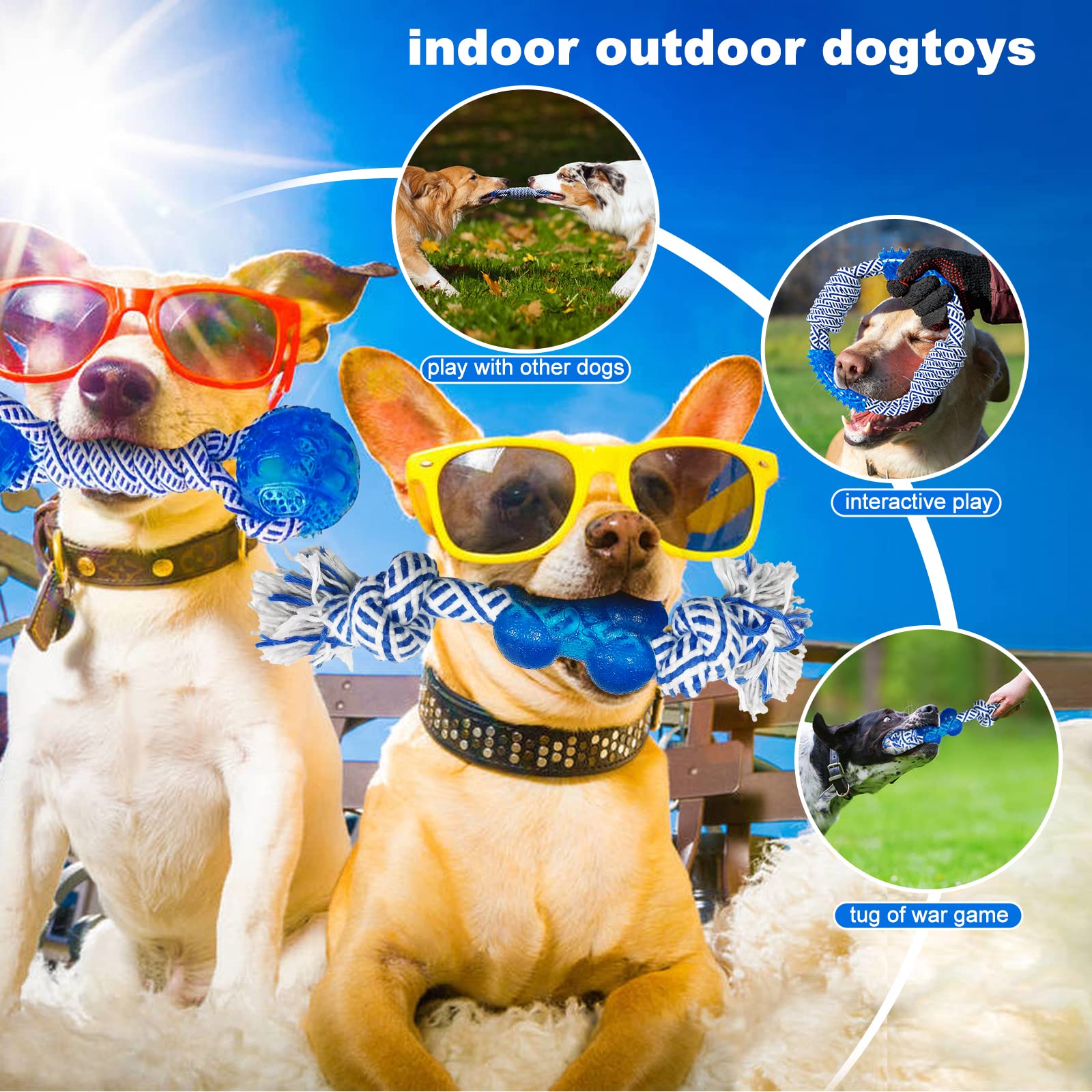 Lwbmg Dog Rope Toys 5 Pack, Indestructible Durable Dog Chew Toys, Puppy Teething Toy For Boredom, Convex Design Cotton Rope Rubb