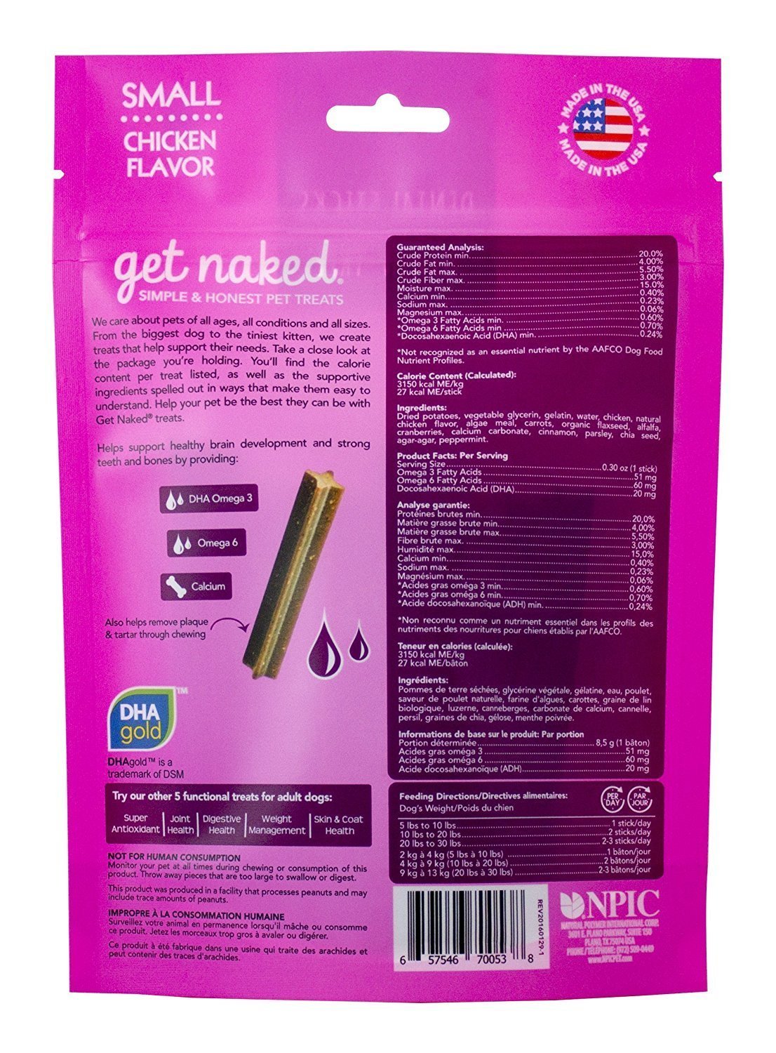 Get Naked Grain Free 12.4 oz Puppy Health Dental Chew Sticks, Small