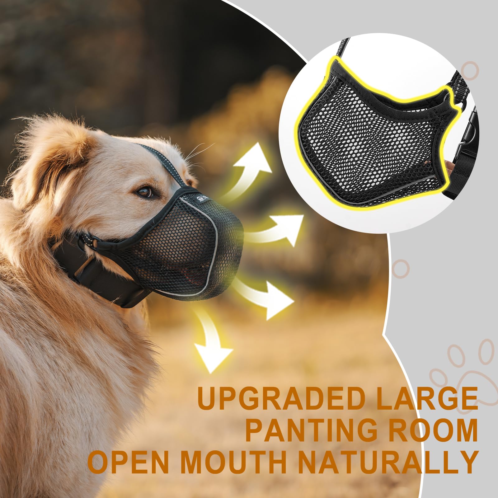 Arblina Dog Muzzle, Soft Mesh Muzzle For Large Small Medium Sized Dogs, Reflective Adjustable Lightweight Dog Muzzle For Scaveng