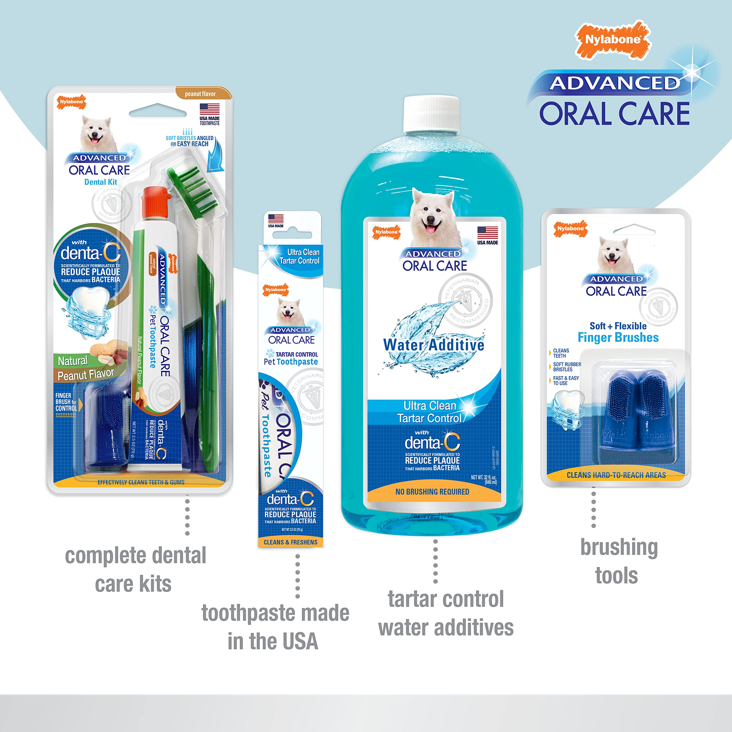 Nylabone Advanced Oral Care Dog Dental Kit Original Flavor 2.5 oz.