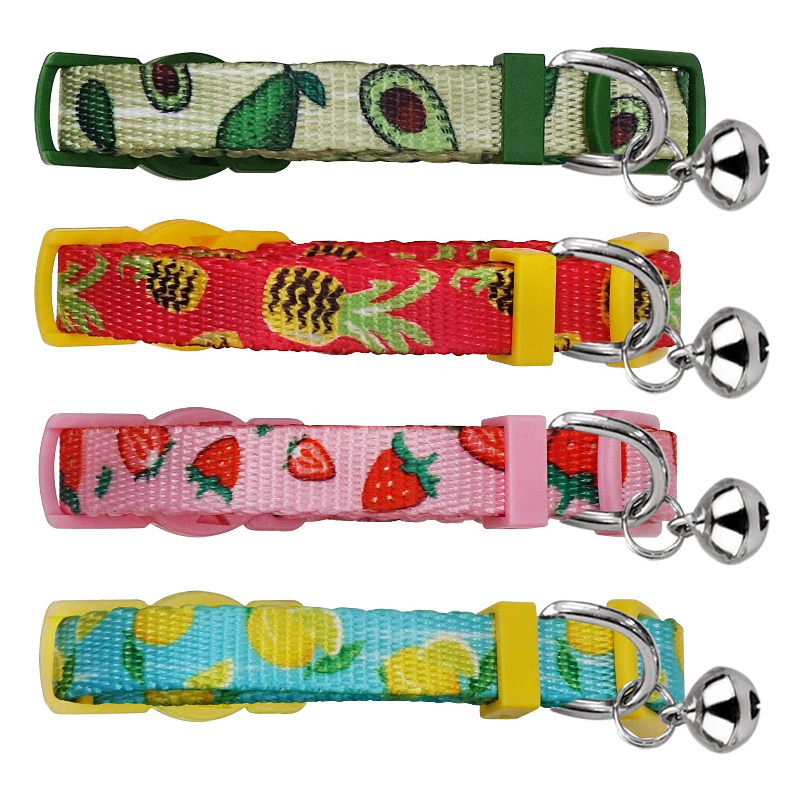 Azuza 4 Pack Cat Kitten Collar Breakaway With Bell Quick Release Safe Buckle Adjustable Cat Kitten Collar