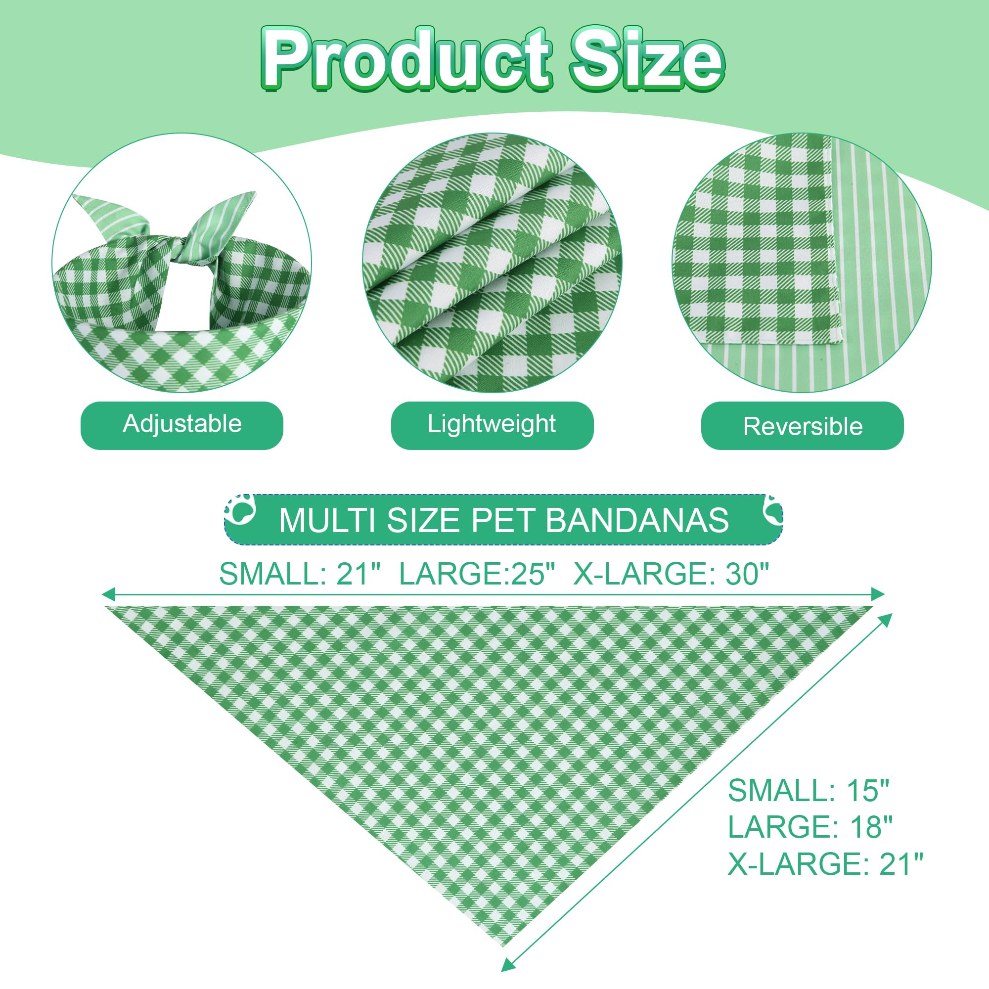 Ququle Dog Bandana Green Small 1Pcs, Summer Spring Scarf For Boy And Girl, Durable Triangle Reversible Bibs Handkerchief For Pup